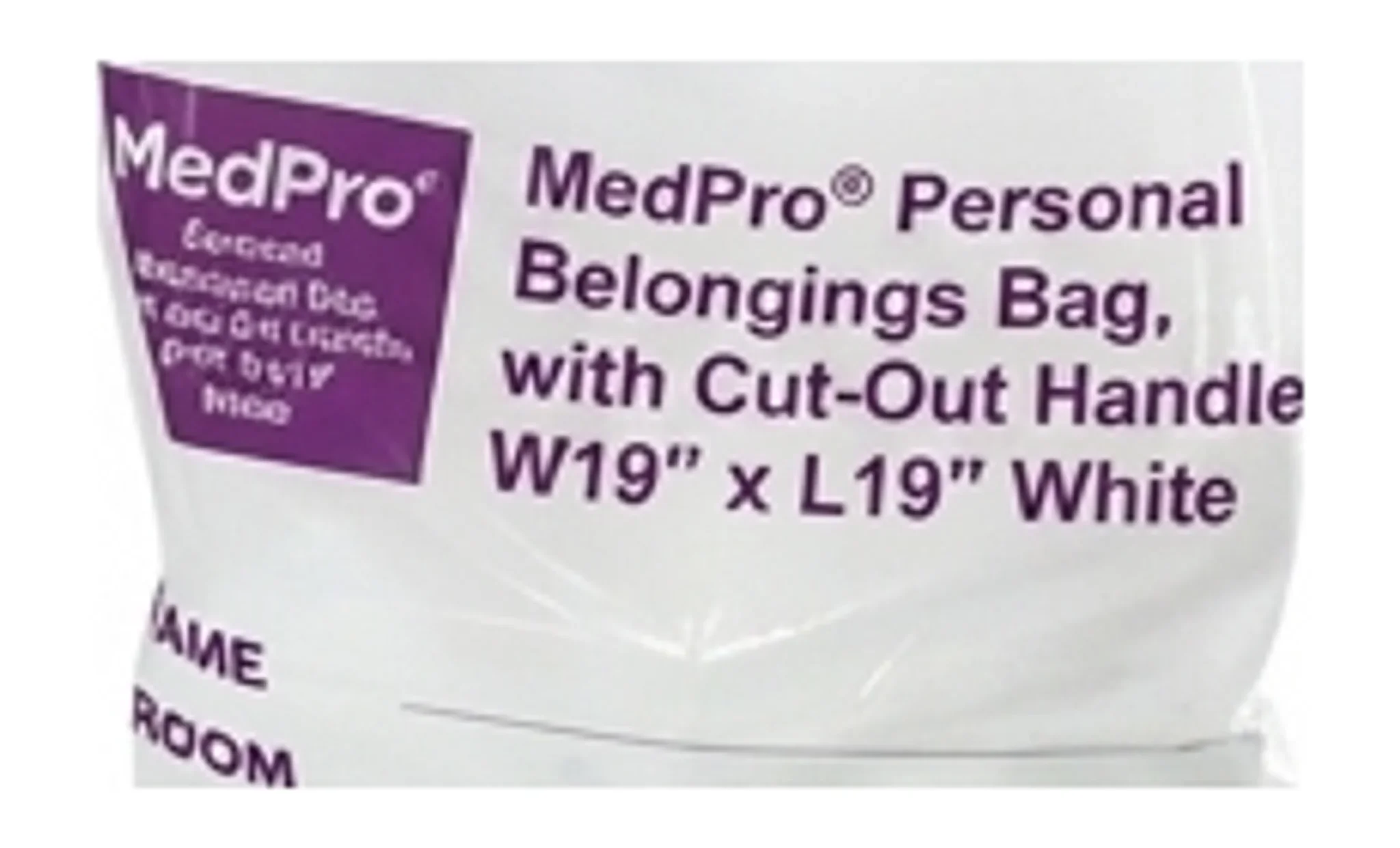 MedPro® Personal Belongings Bag, with Cut-Out Handle, W19" x L19" White