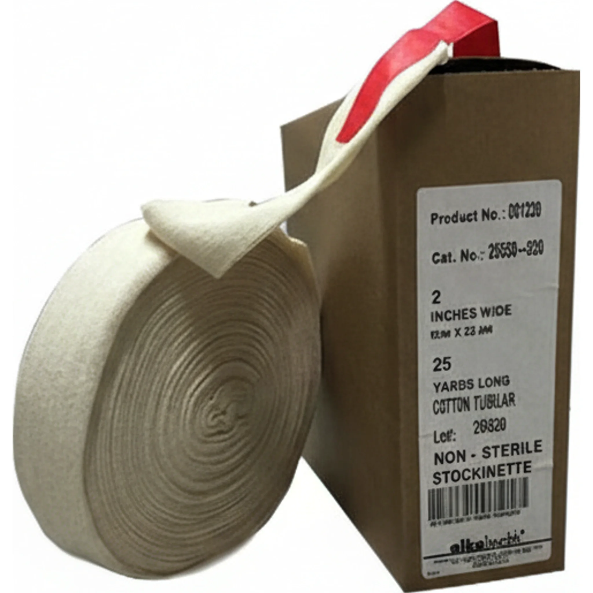 Stockinette, Tubular, Cotton, W2" x L25yd, Non-Sterile, Natural