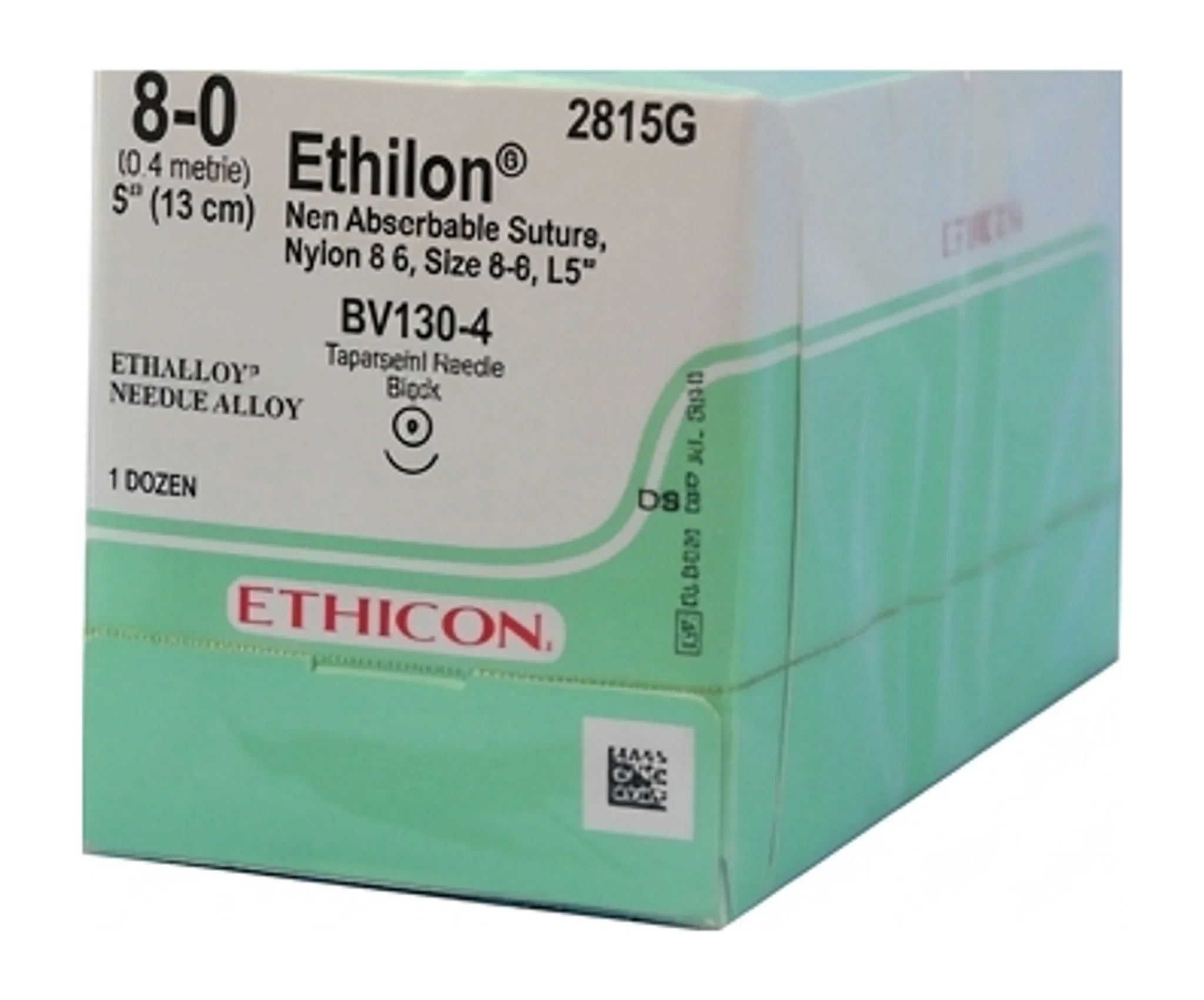 Ethilon® Non Absorbable Suture, Nylon 6 6, Size 8-0, L5" BV130-4 Taperpoint Needle, Black