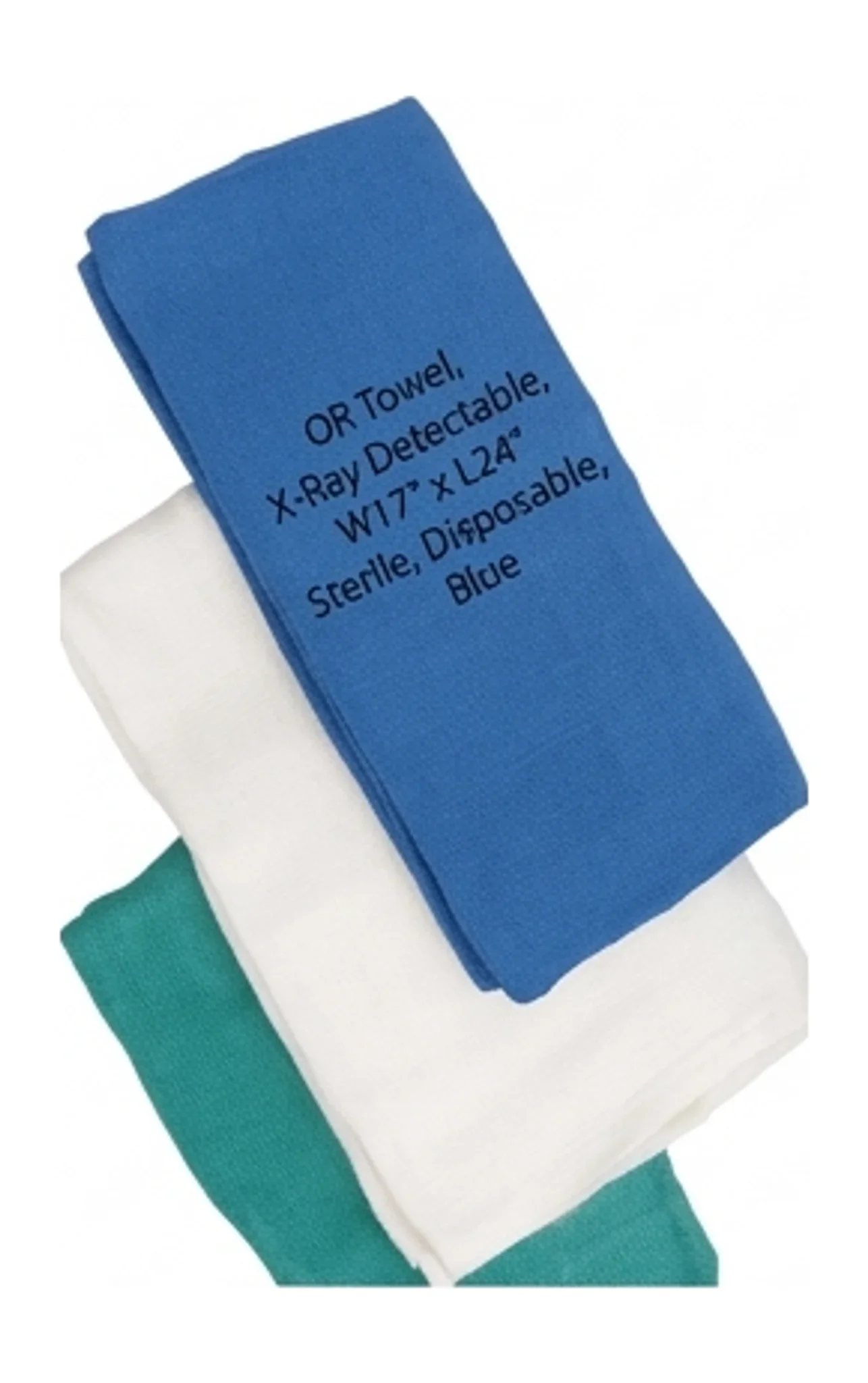 OR Towel, X-Ray Detectable, W17" x L24" Sterile, Disposable, Blue