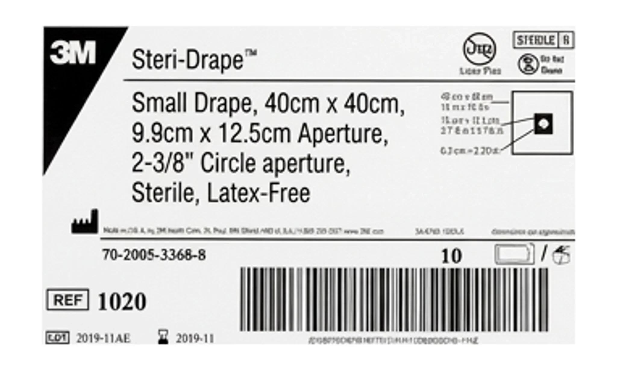 Steri-Drape™ Small Drape, 40cm x 40cm, 9.9cm x 12.5cm Aperture, 2-3/8" Circle aperture, Sterile, Latex-Free