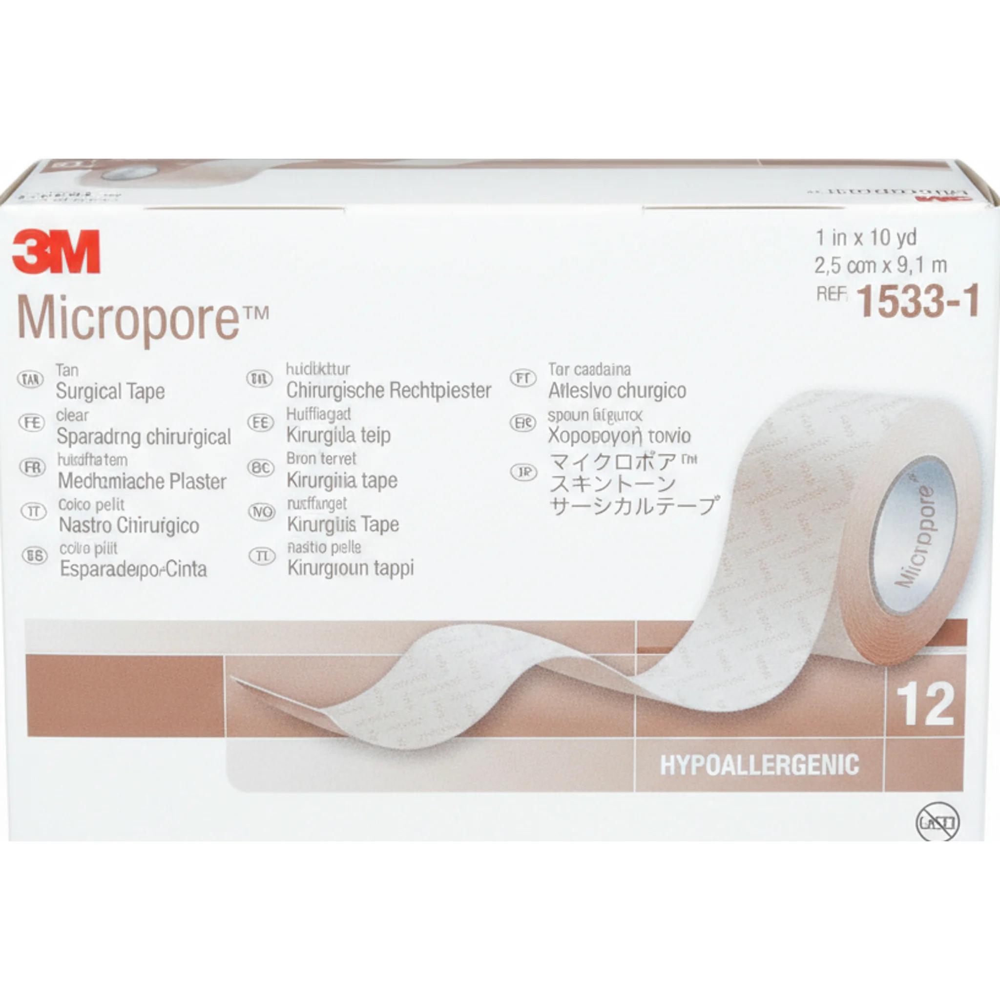 Micropore™ Surgical Tape, W1" x L10yd, Tan