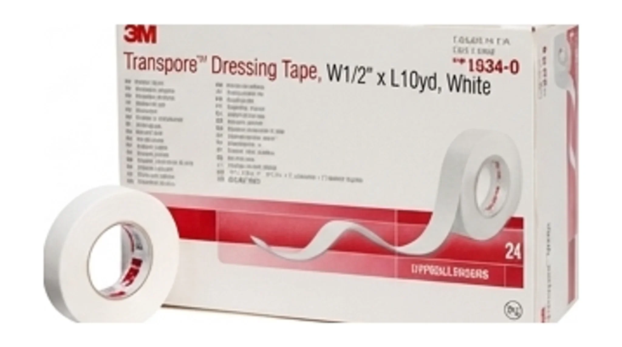 Transpore™ Dressing Tape, W1/2" x L10yd, White