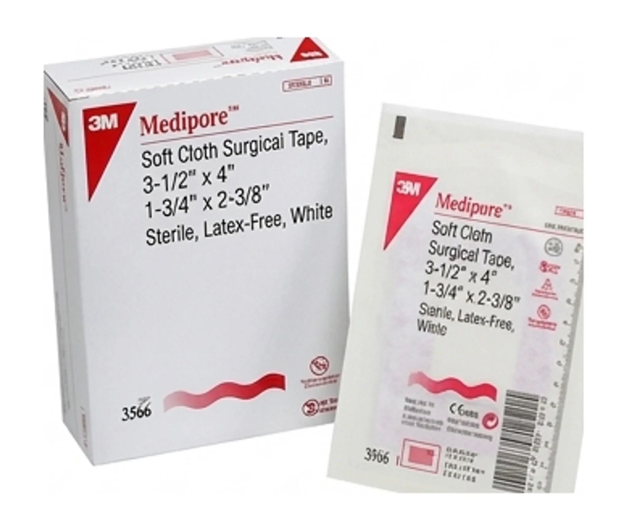 3M™ Medipore™ Soft Cloth Surgical Tape, 3-1/2" x 4" 1-3/4" x 2-3/8" Sterile, Latex-Free, White