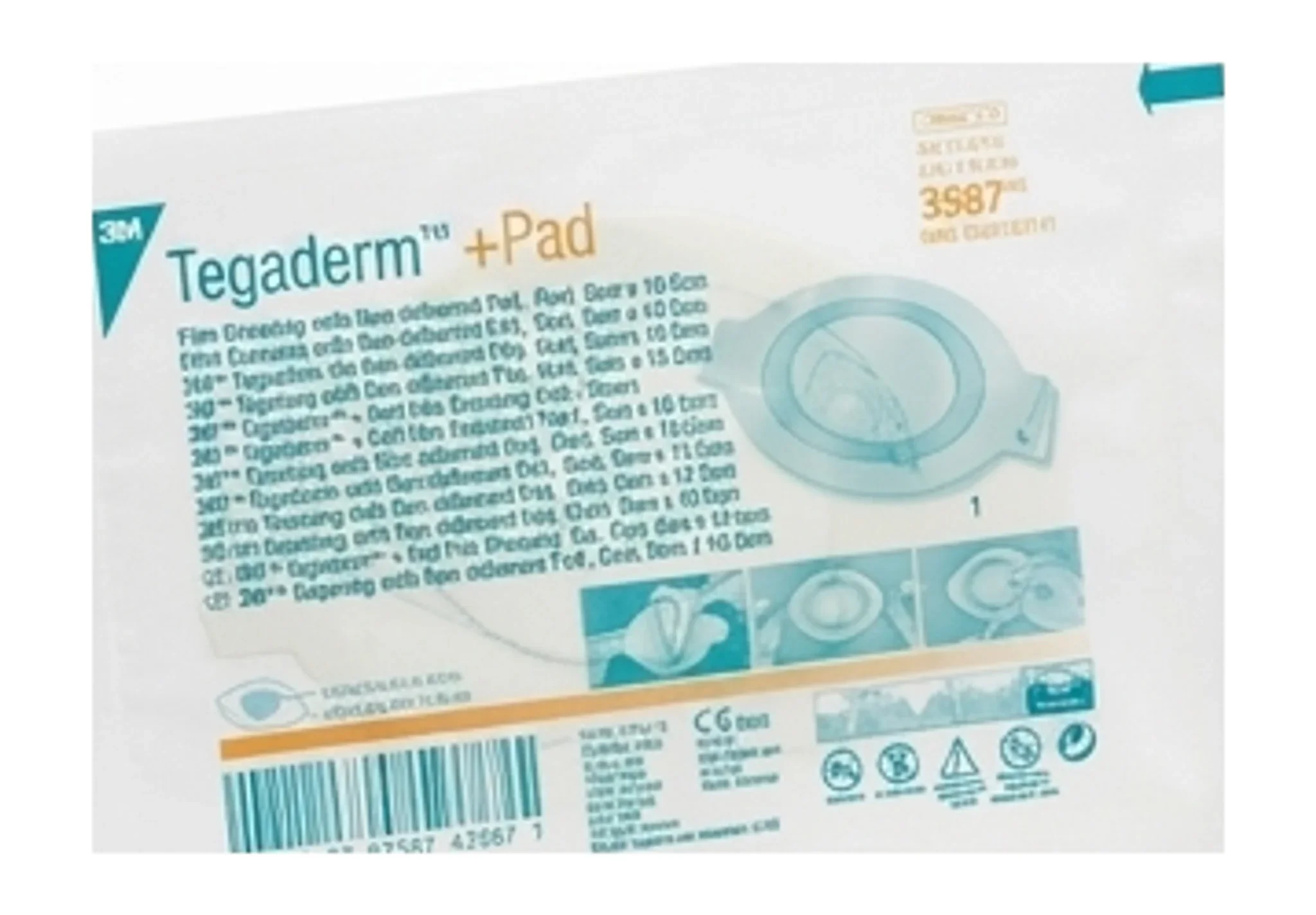 3M™ Tegaderm™ + Pad Film Dressing with Non-Adherent Pad , Oval, 9cm x 10.5cm