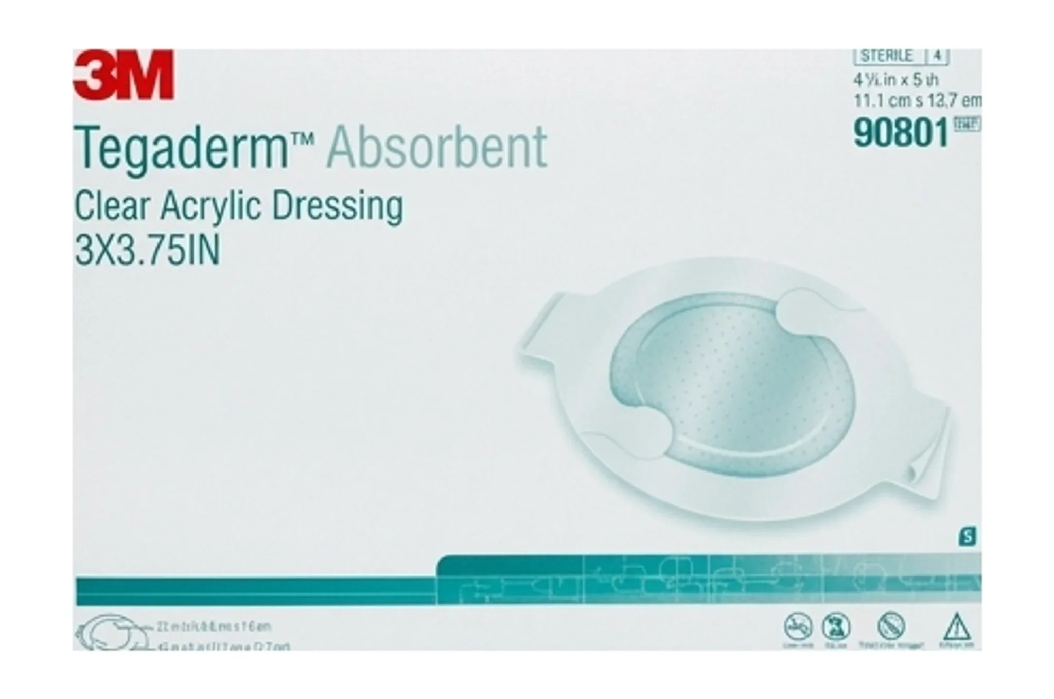 3M™ Tegaderm™ Absorbent Clear Acrylic Dressing 3X3.75IN