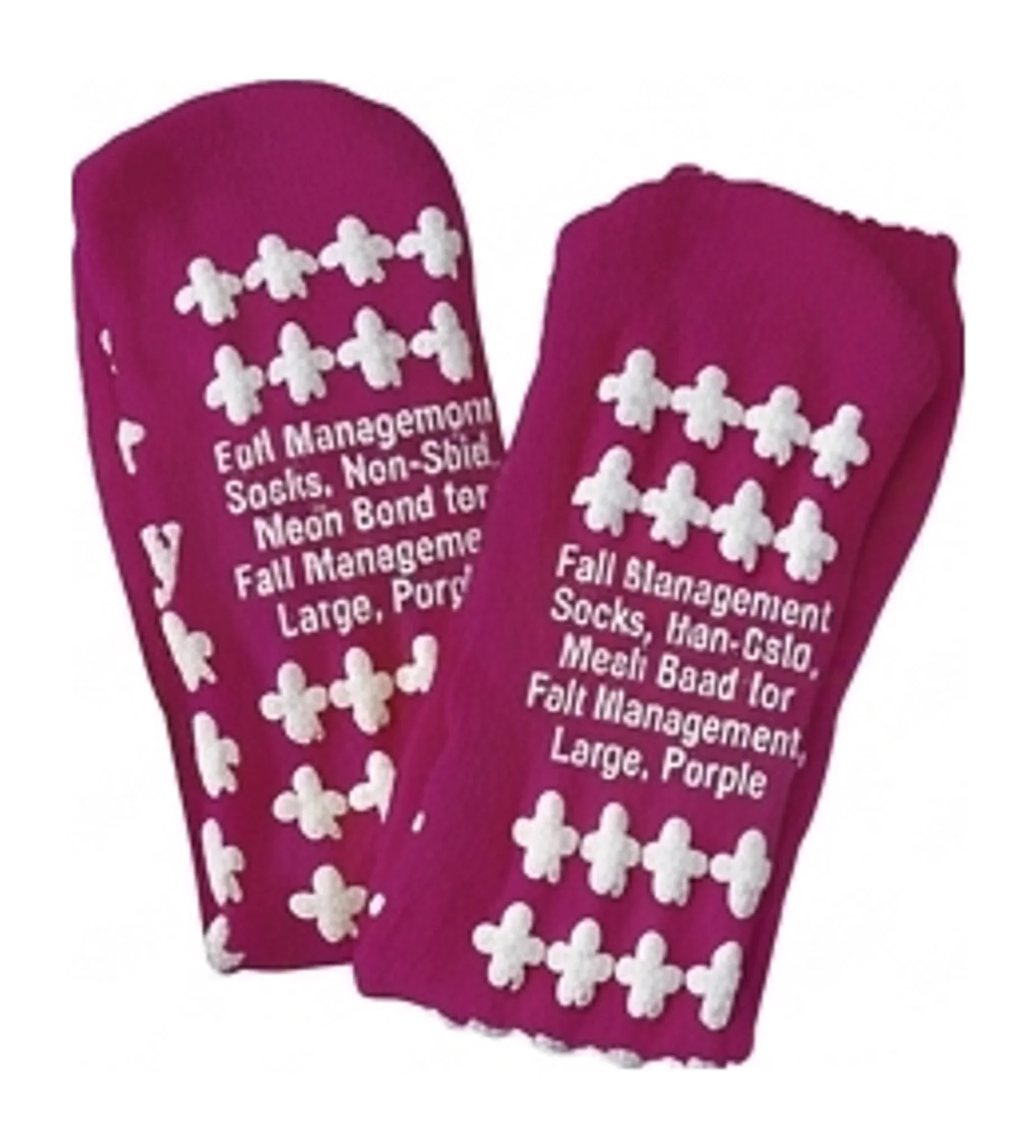 Fall Management Socks, Non-Skid, Mesh Band for Fall Management, Large, Purple