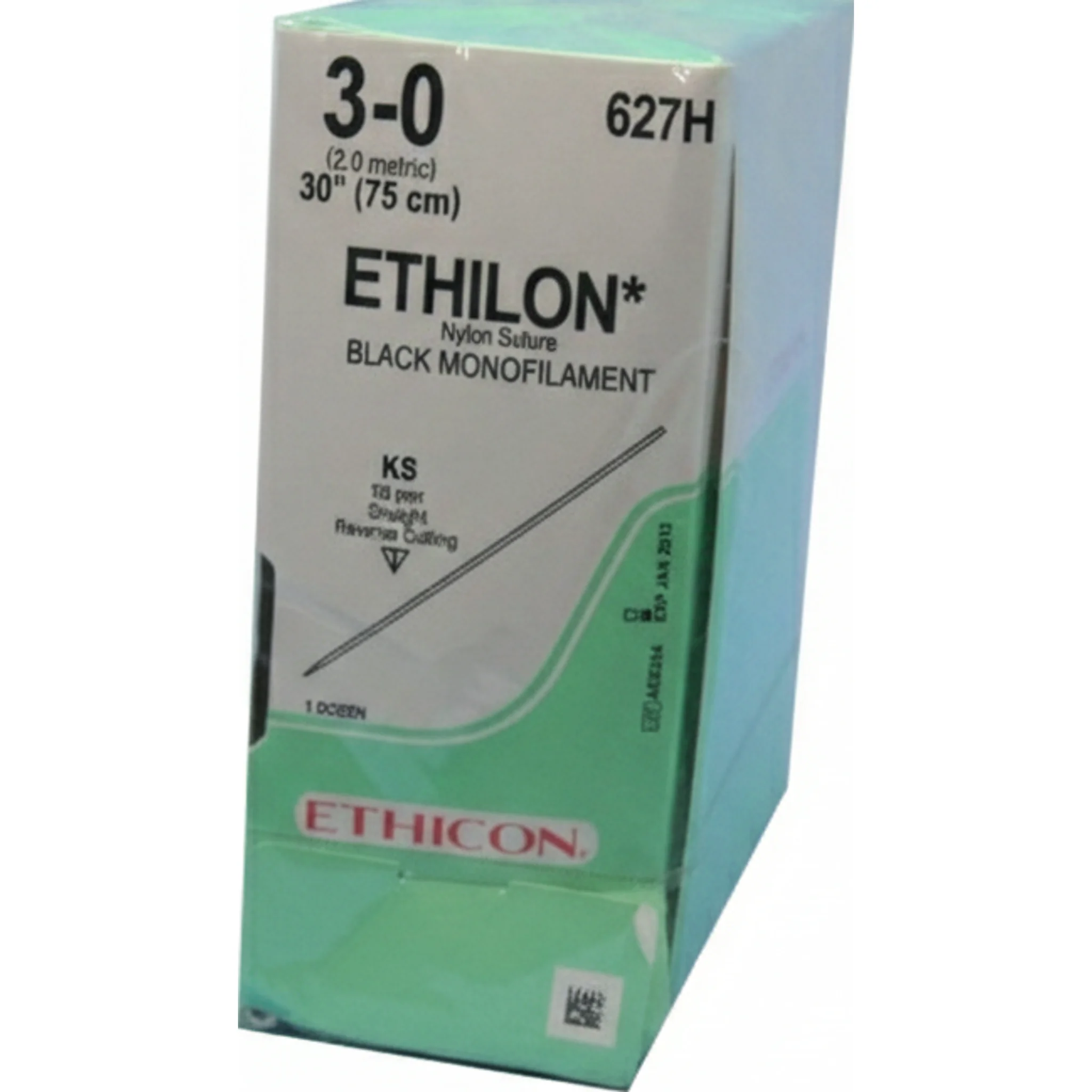 Ethilon® Non Absorbable Suture, Nylon 6, Size 3-0, L30" KS Reverse Cutting Needle, Black