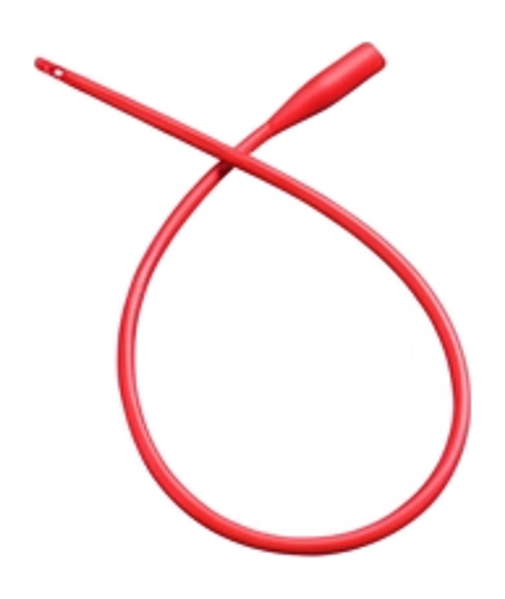 Intermittent Urethral Catheter, 2-Eyes, without Connector, L16" OD 16Fr, Red