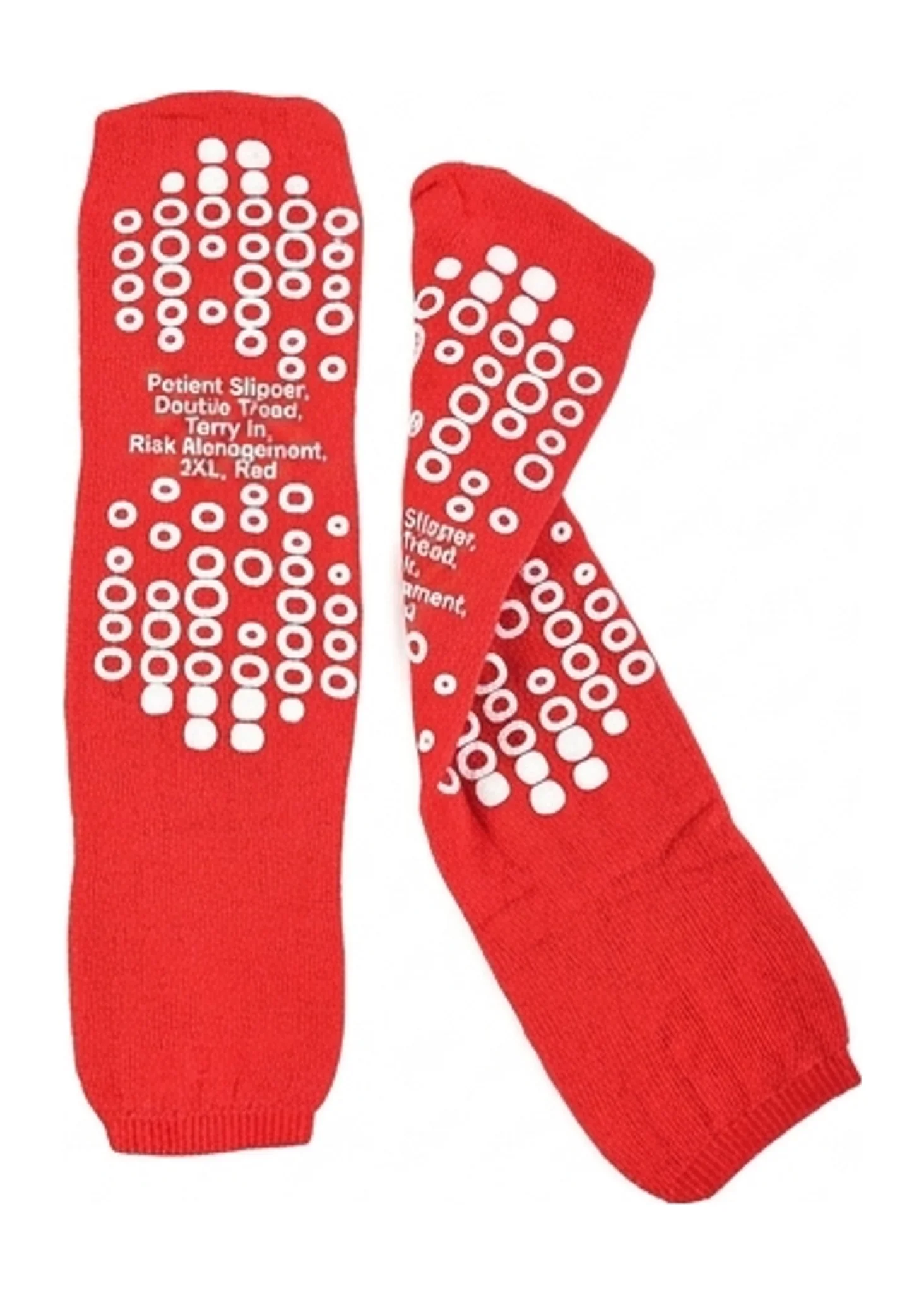 Patient Slipper, Double Tread, Terry In, Risk Management, 3XL, Red