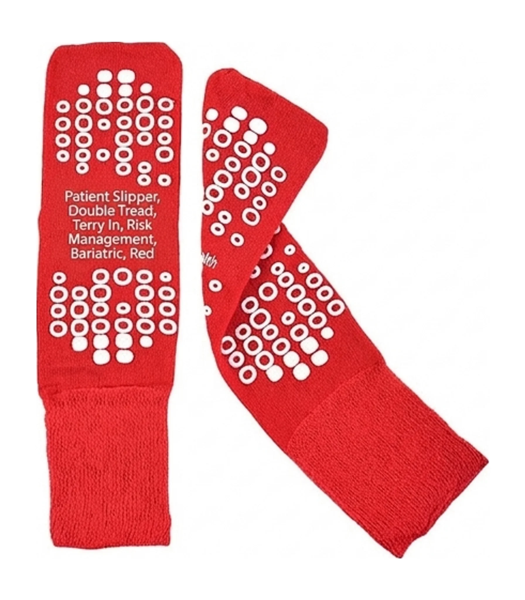Patient Slipper, Double Tread, Terry In, Risk Management, Bariatric, Red