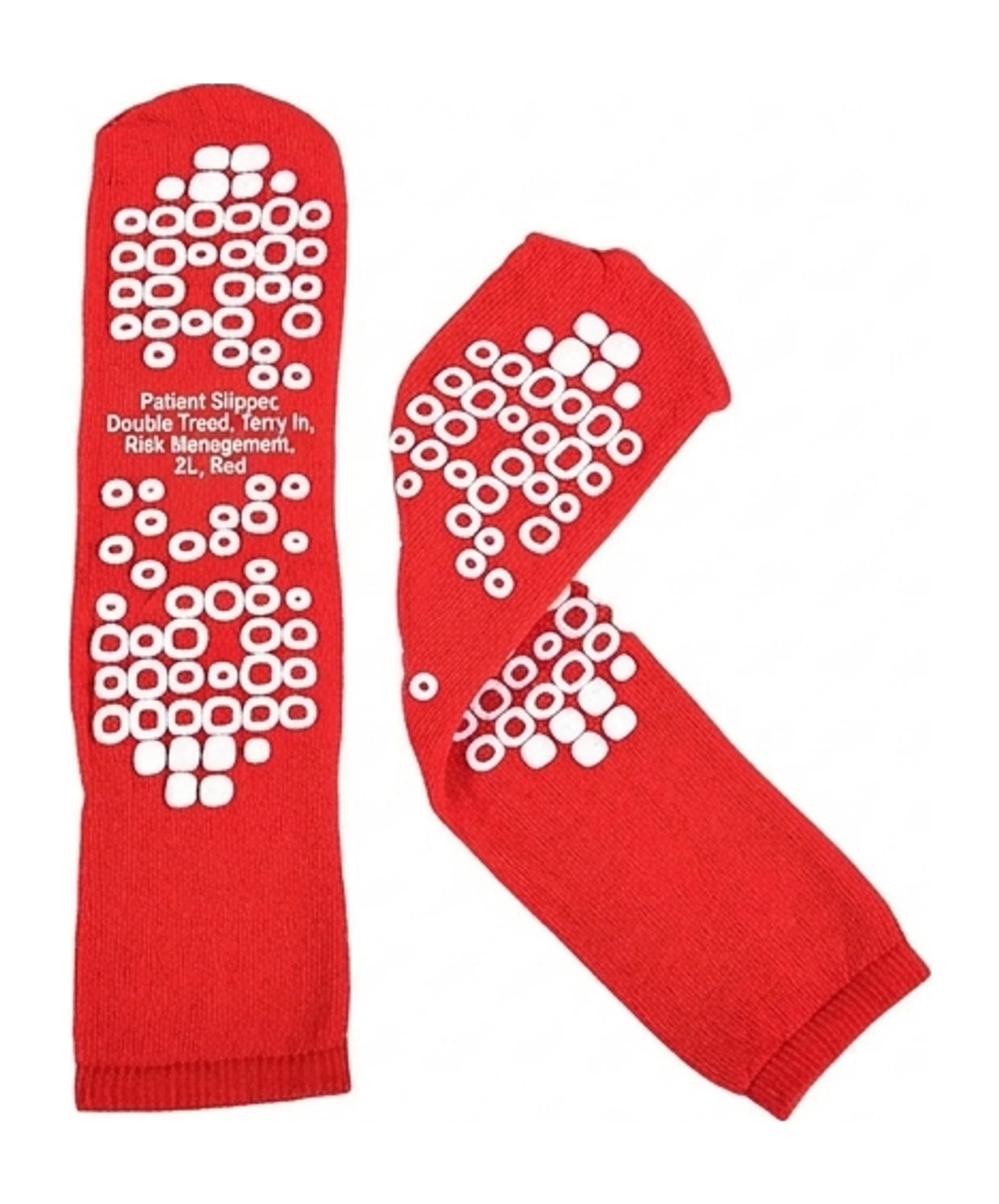 Patient Slipper, Double Tread, Terry In, Risk Management, XL, Red