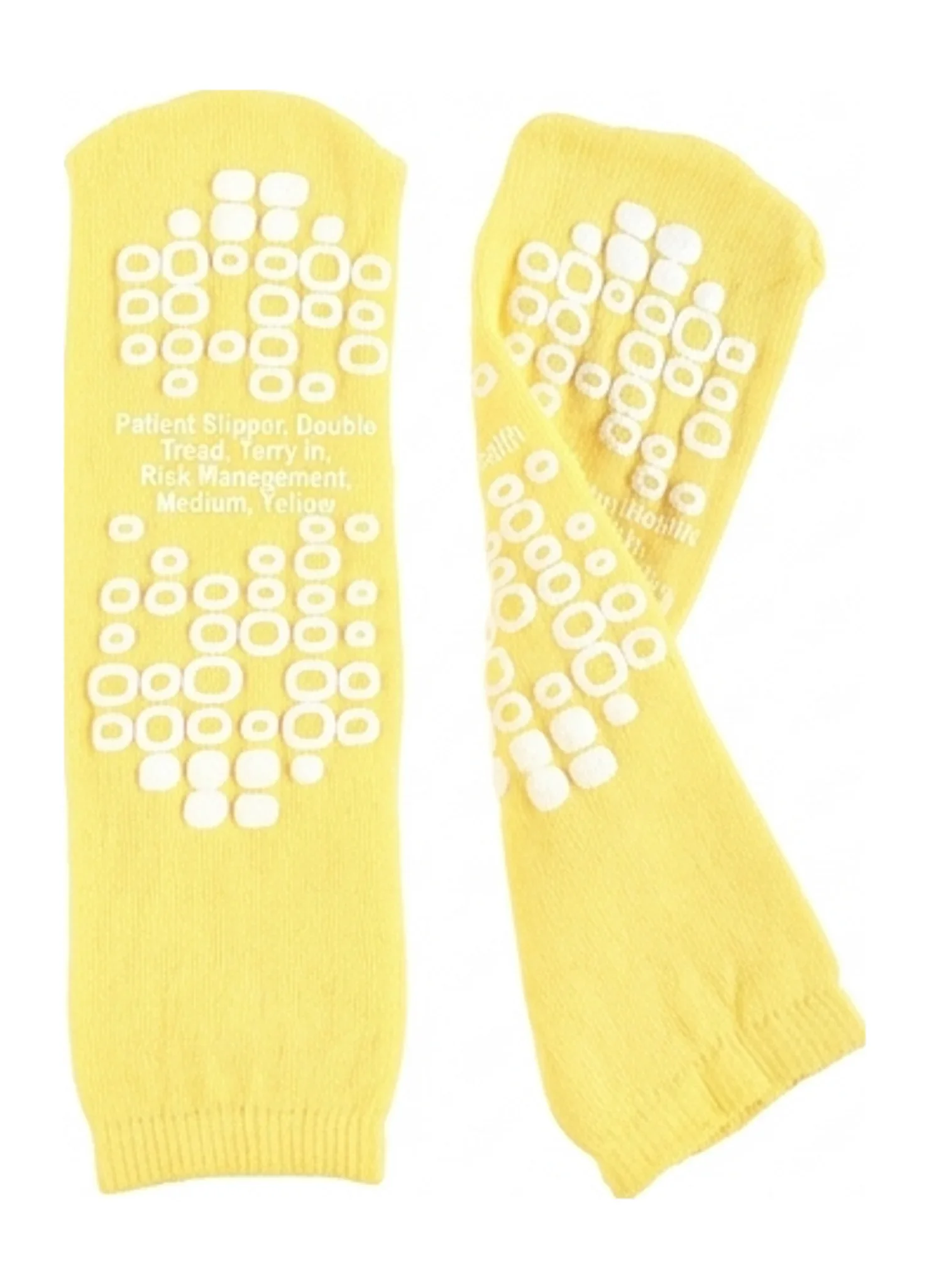 Patient Slipper, Double Tread, Terry In, Risk Management, Medium, Yellow