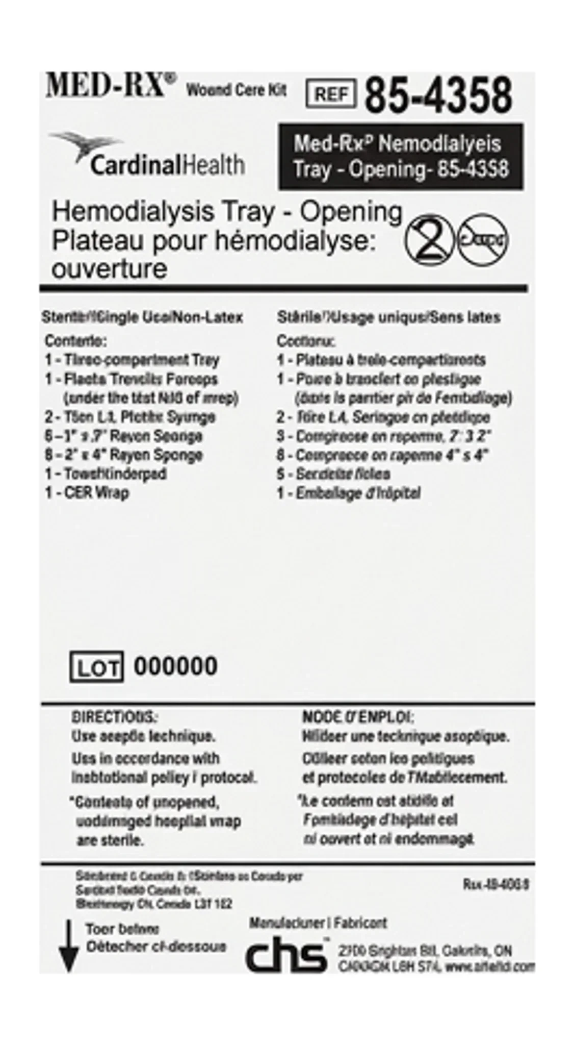 Med-Rx® Hemodialysis Tray - Opening- 85-4358
