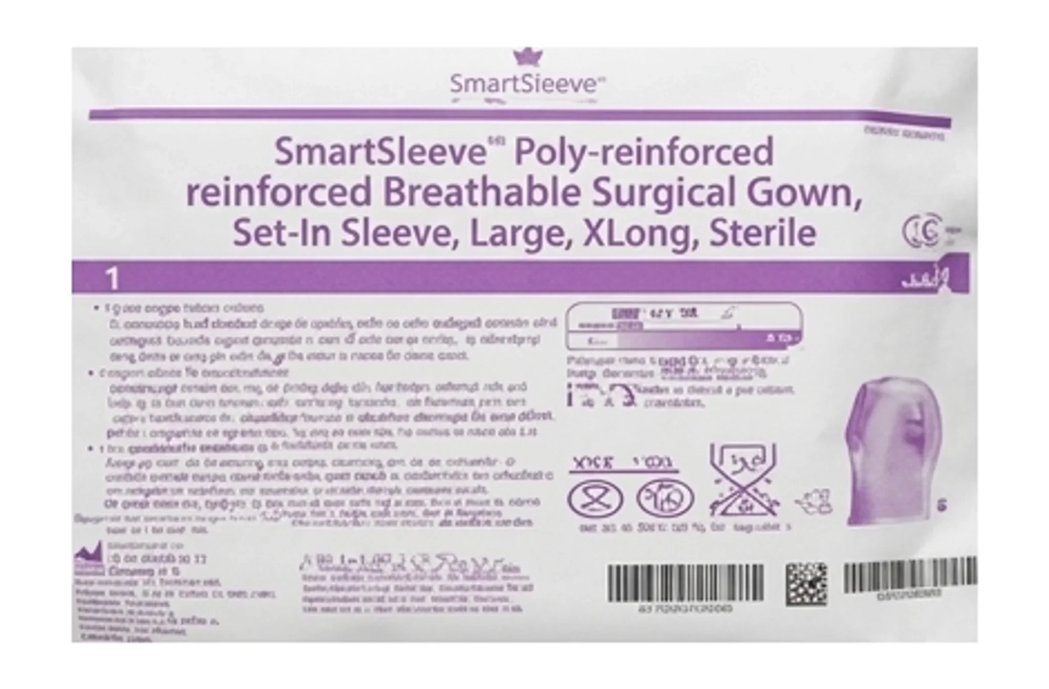 SmartSleeve™ Poly-reinforced Breathable Surgical Gown, Set-In Sleeve, Large, XLong, Sterile