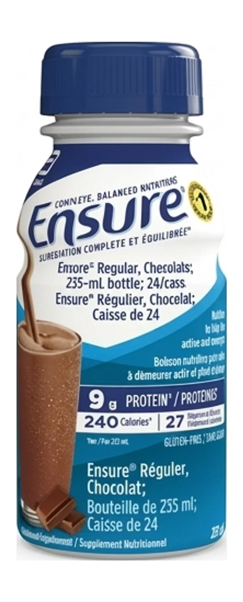 Ensure® Regular, Chocolate; 235-mL bottle; 24/case