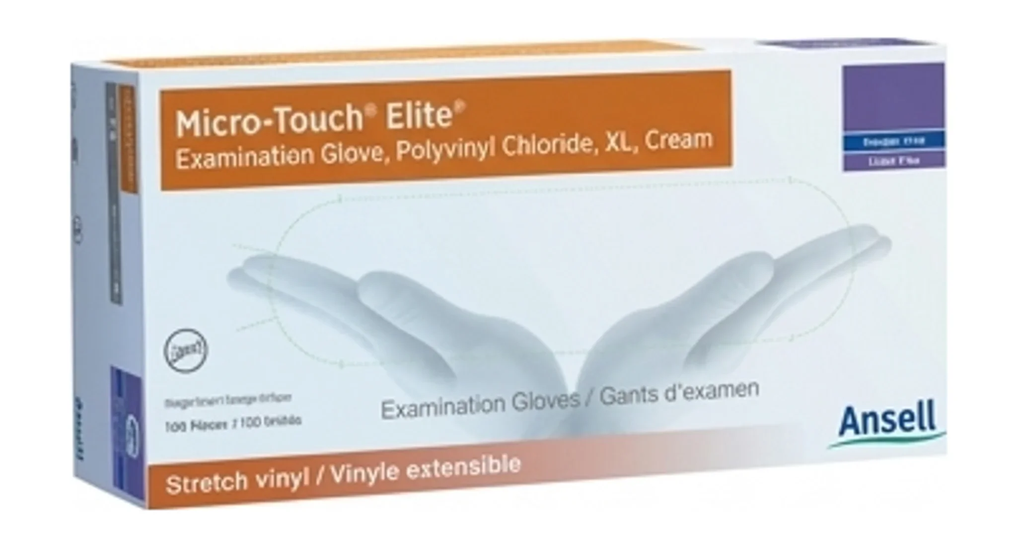 Micro-Touch® Elite® Examination Glove, Polyvinyl Chloride, XL, Cream