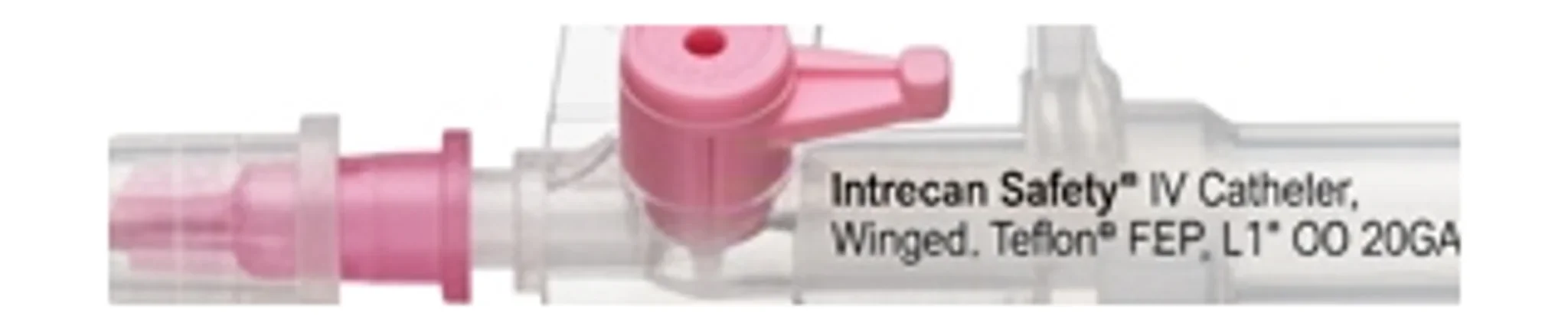Introcan Safety® IV Catheter, Winged, Teflon® FEP, L1" OD 20GA