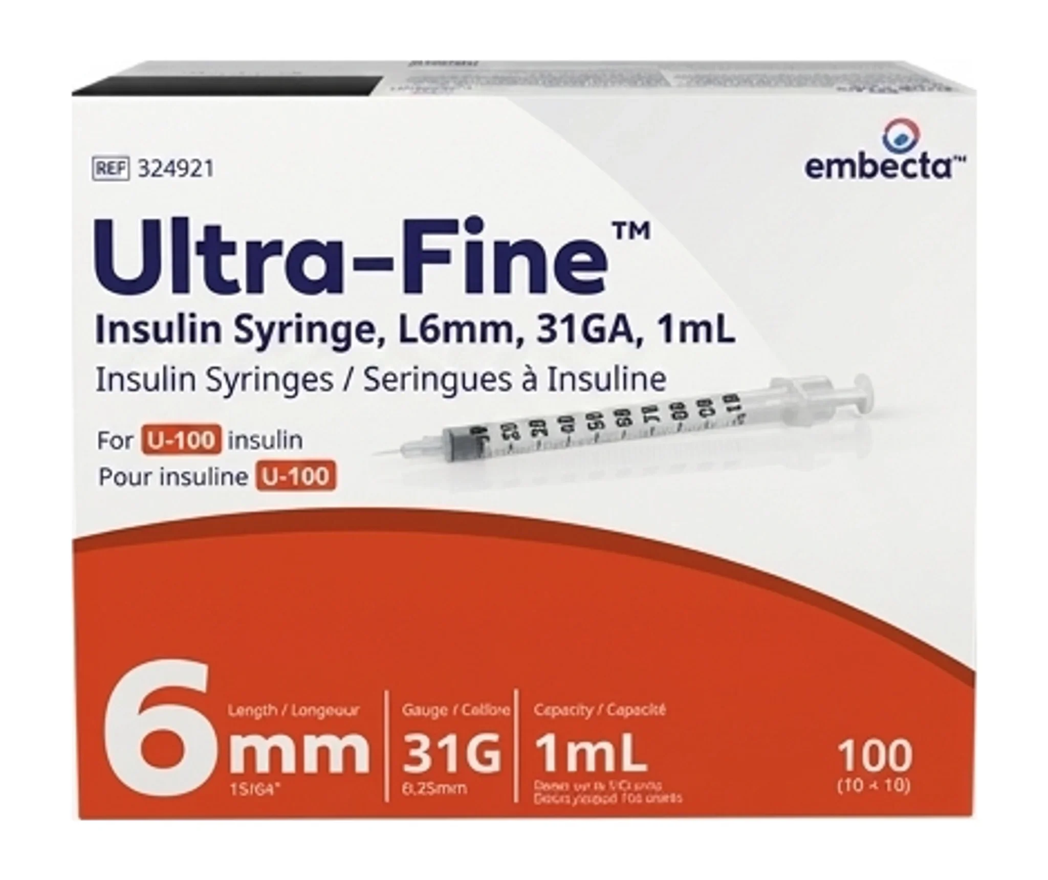 Ultra-Fine™ Insulin Syringe, L6mm, 31GA, 1mL