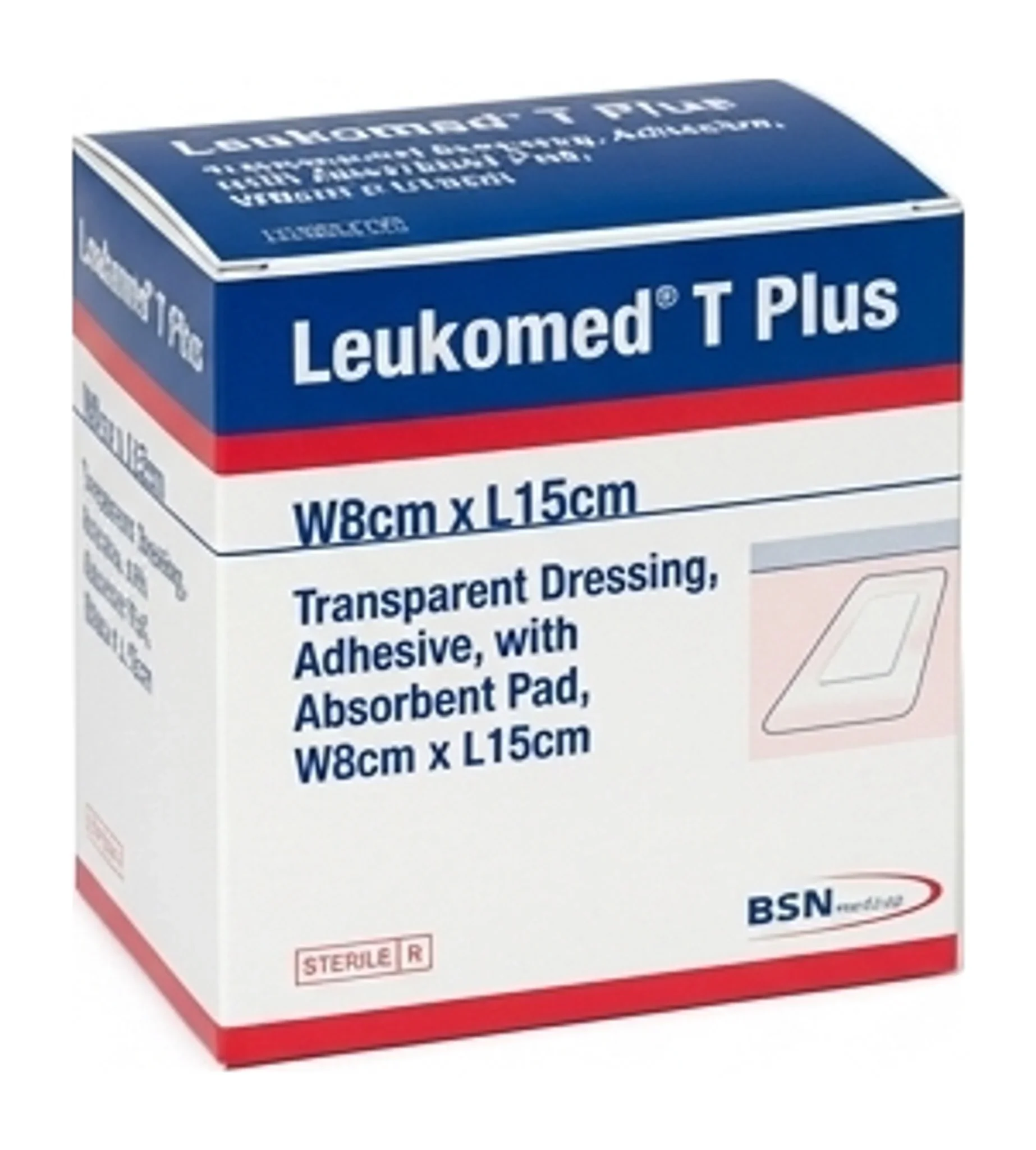 Leukomed® T Plus Transparent Dressing, Adhesive, with Absorbent Pad, W8cm x L15cm