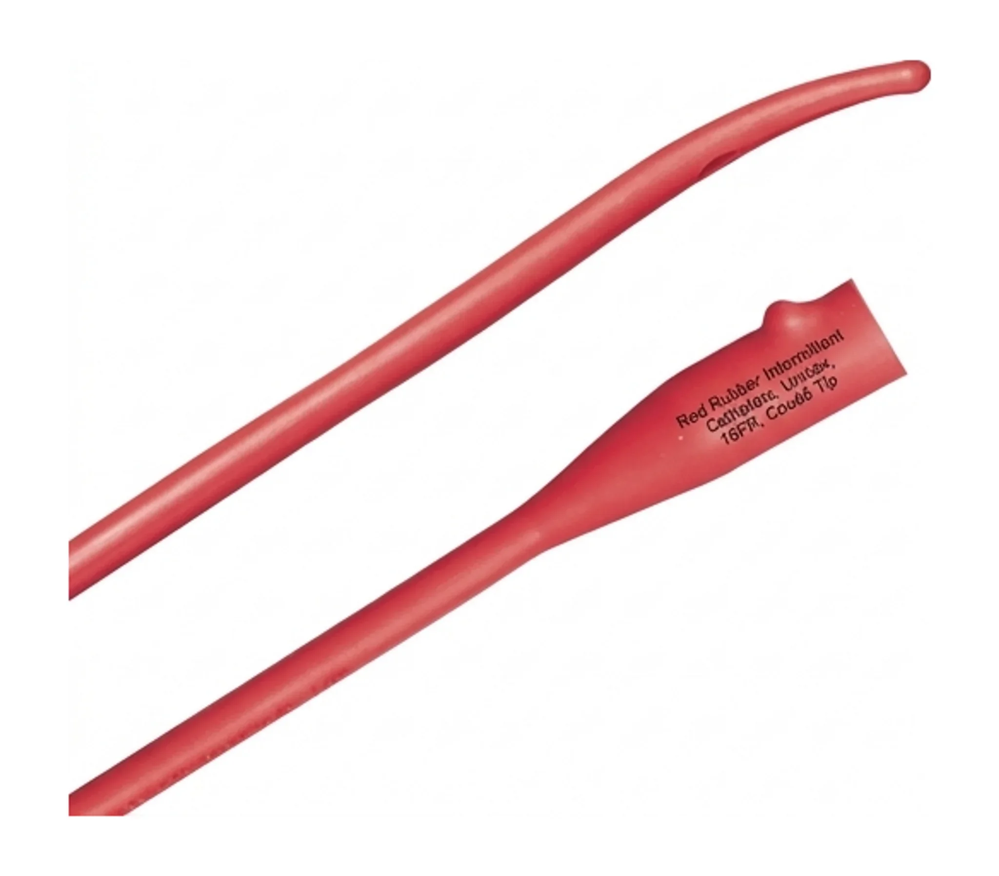 Red Rubber Intermittent Catheters, Unisex, 16FR, Coudé Tip