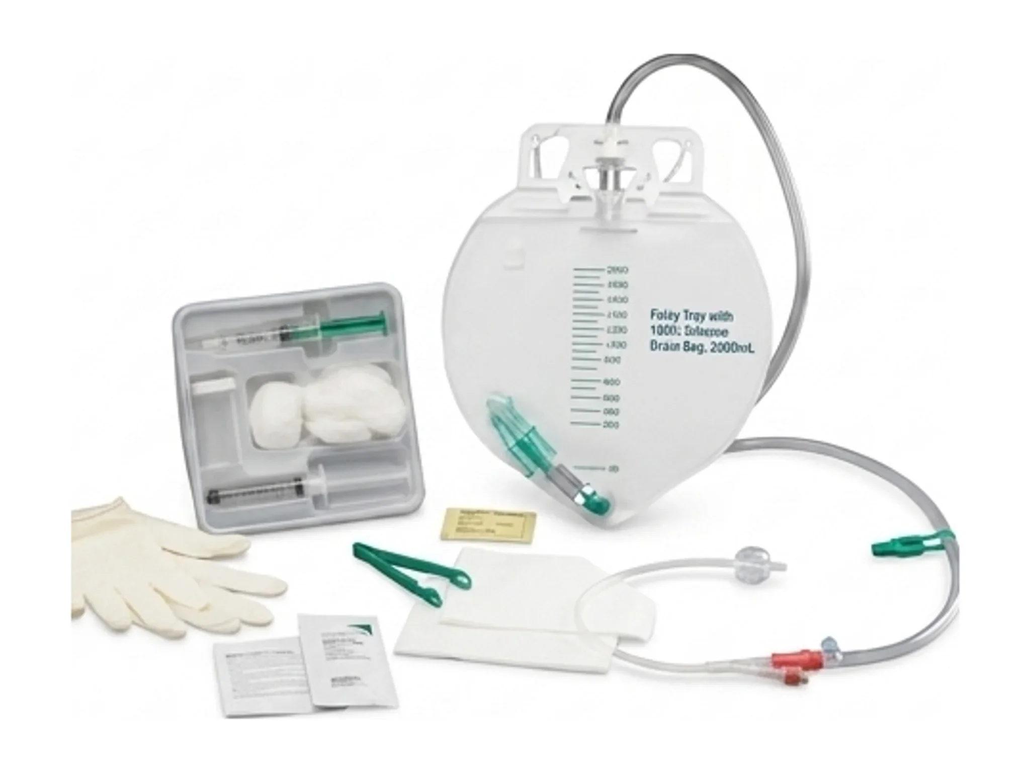 Foley Tray with 100% Silicone Drain Bag, 2000mL