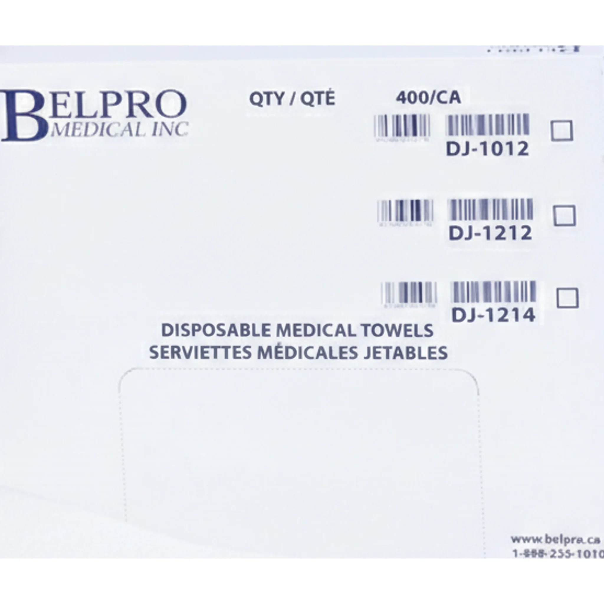 Medical Towel, 4-Ply Reinforced, W12" x L12" White