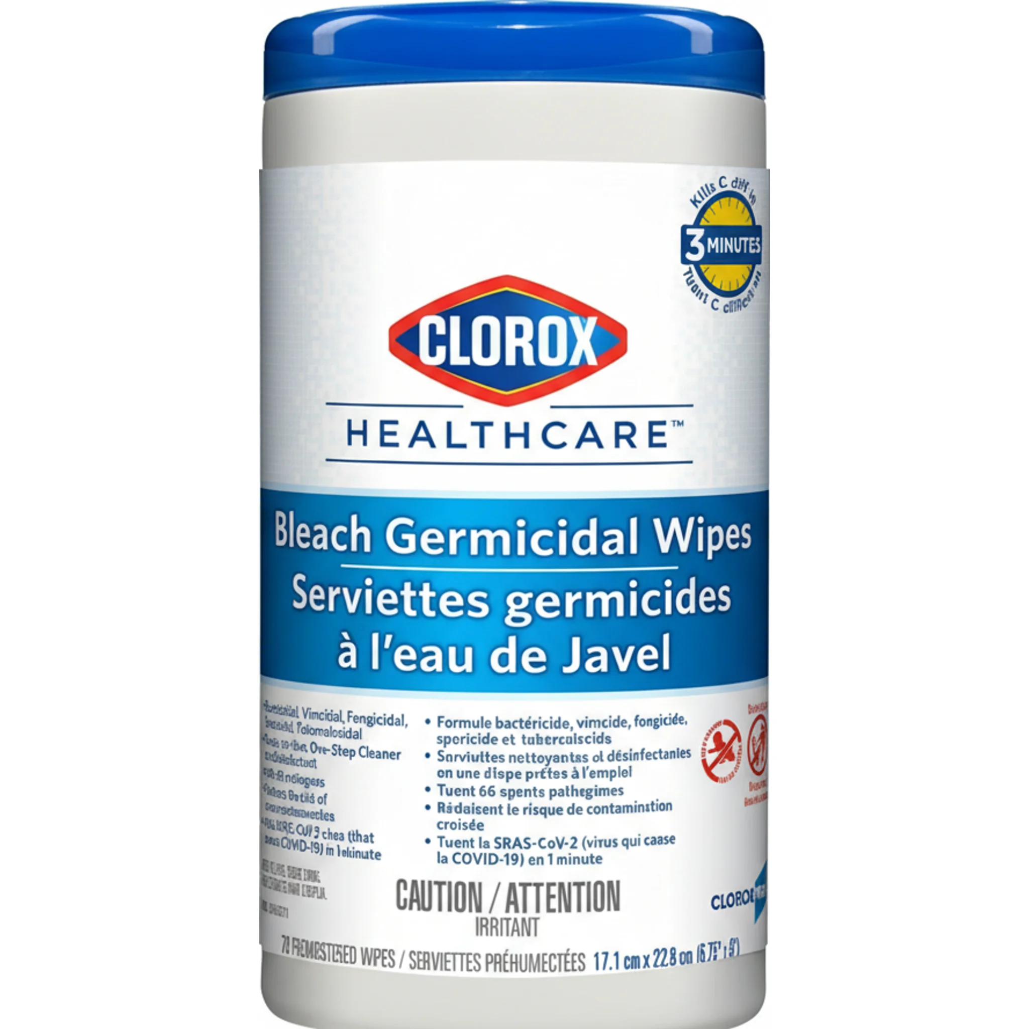 Clorox Healthcare® Bleach Germicidal Wipes, 70 Count Canister