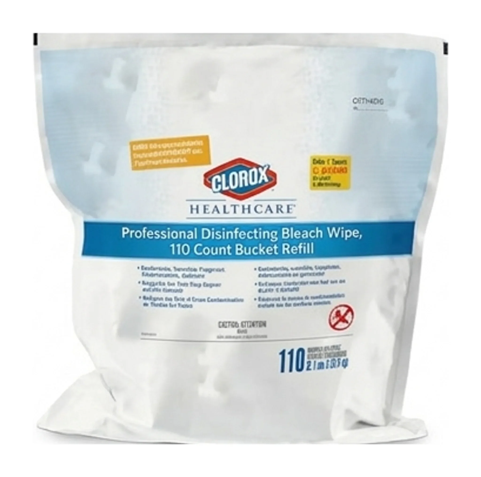 Professional Disinfecting Bleach Wipe, 110 Count Bucket Refill