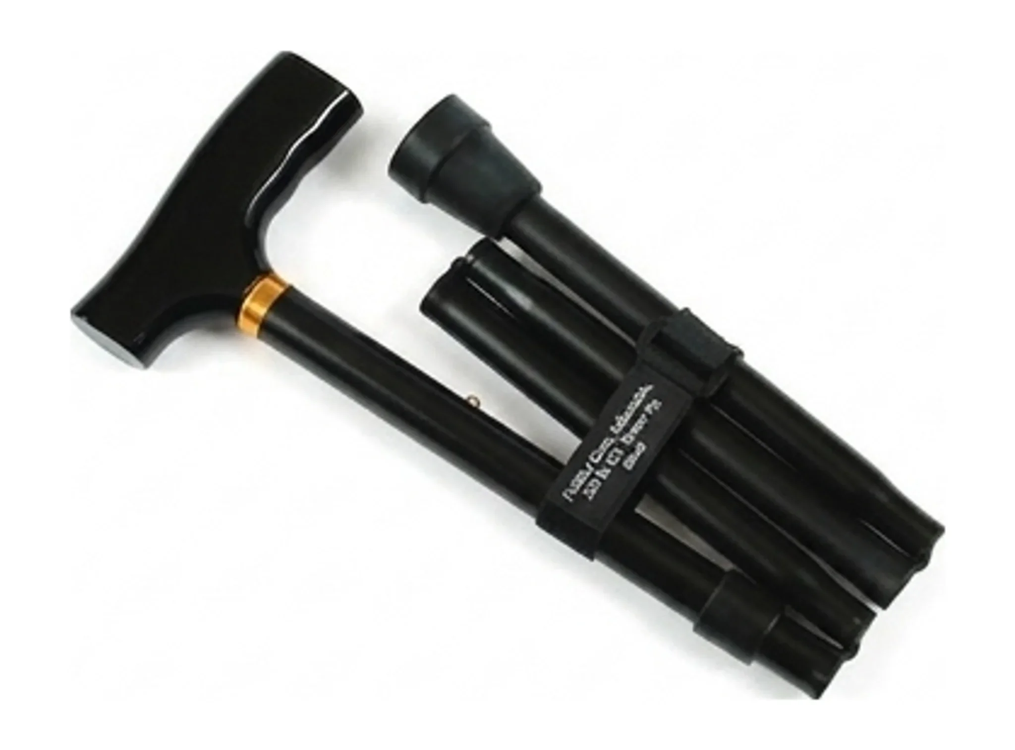 Folding Cane, Adjustable, 250 lb, OD 16mm Tip, Black