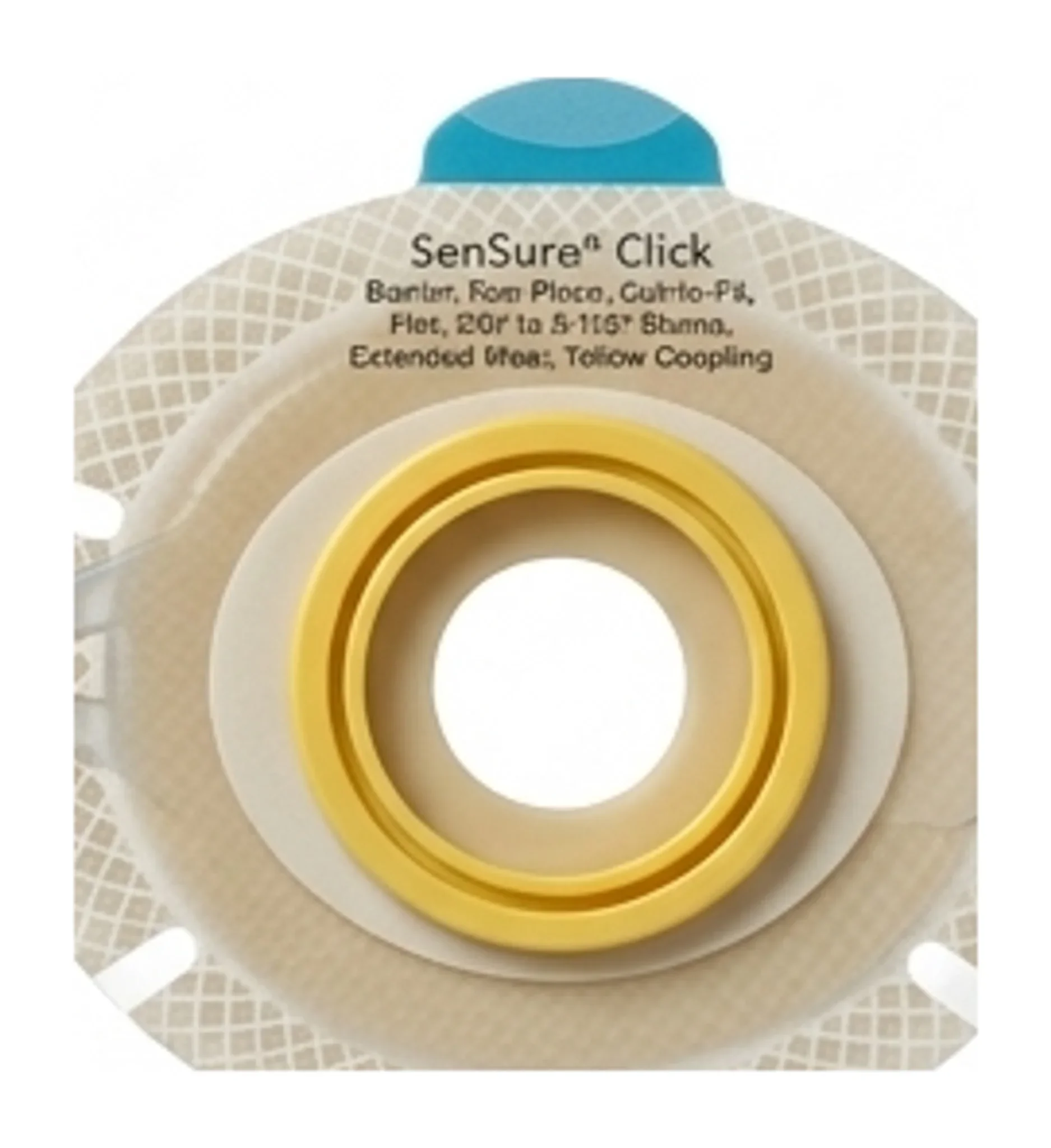 SenSura® Click Barrier, Two-Piece, Cut-to-Fit, Flat, 3/8" to 2-1/2" Stoma, Extended Wear, Yellow Coupling
