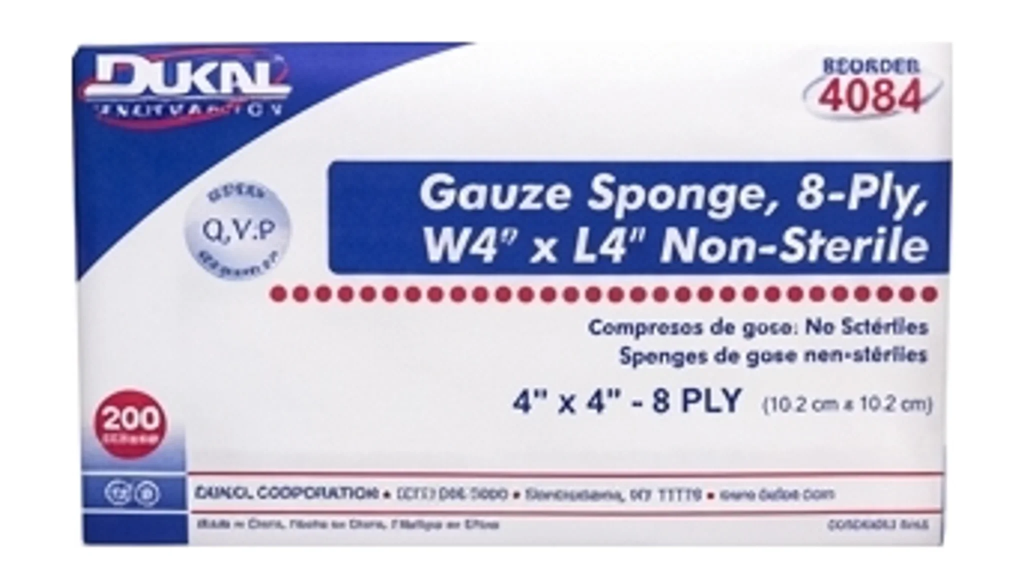 Gauze Sponge, 8-Ply, W4" x L4" Non-Sterile