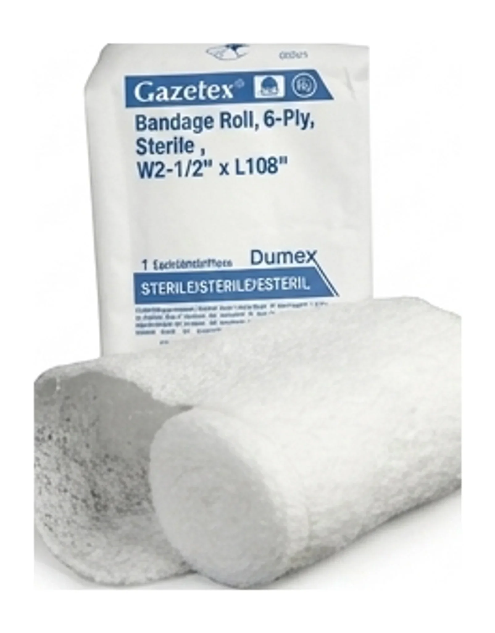 Gazetex® Bandage Roll, 6-Ply, Sterile , W2-1/2" x L108"