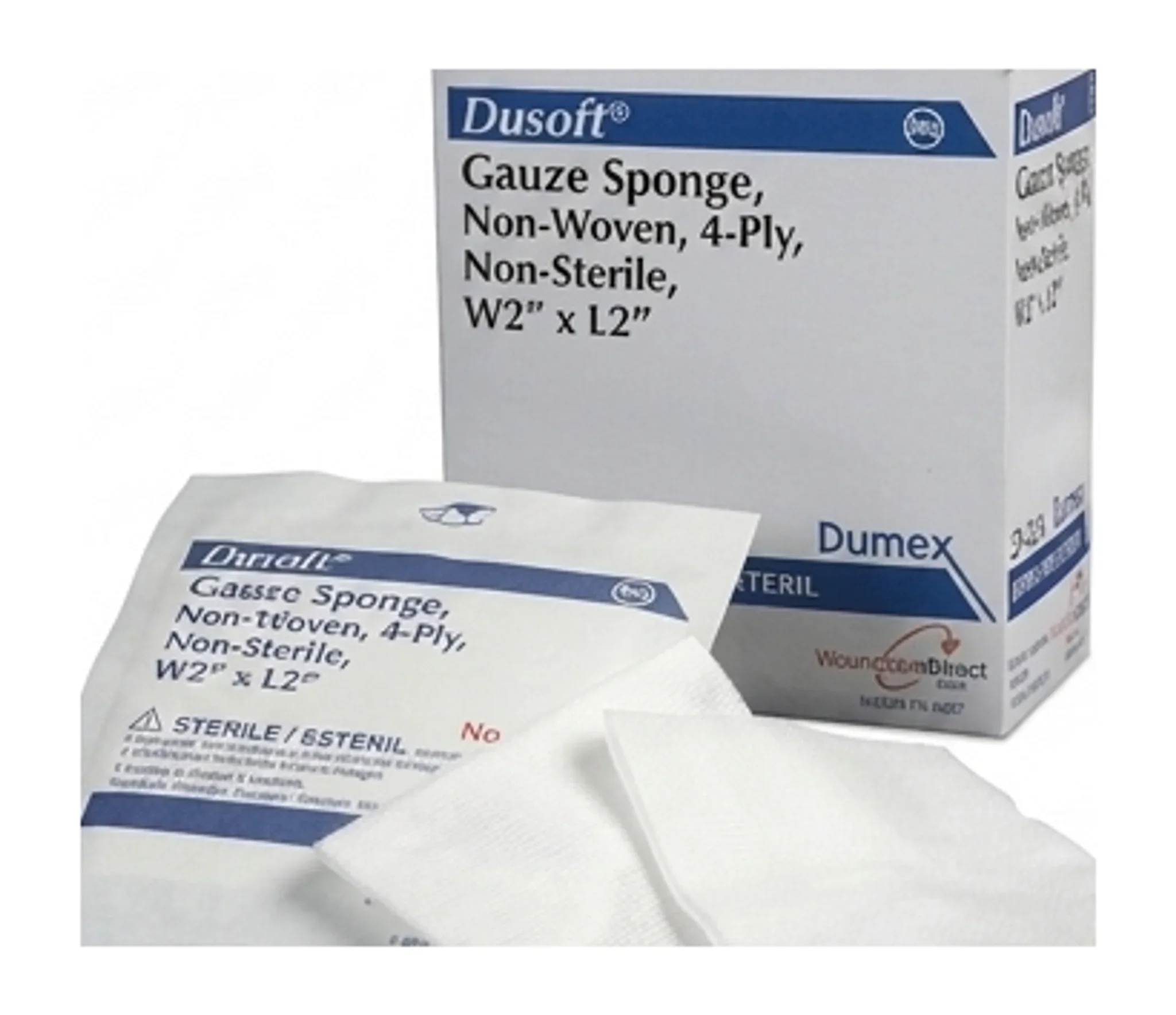 Dusoft® Gauze Sponge, Non-Woven, 4-Ply, Non-Sterile, W2" x L2"