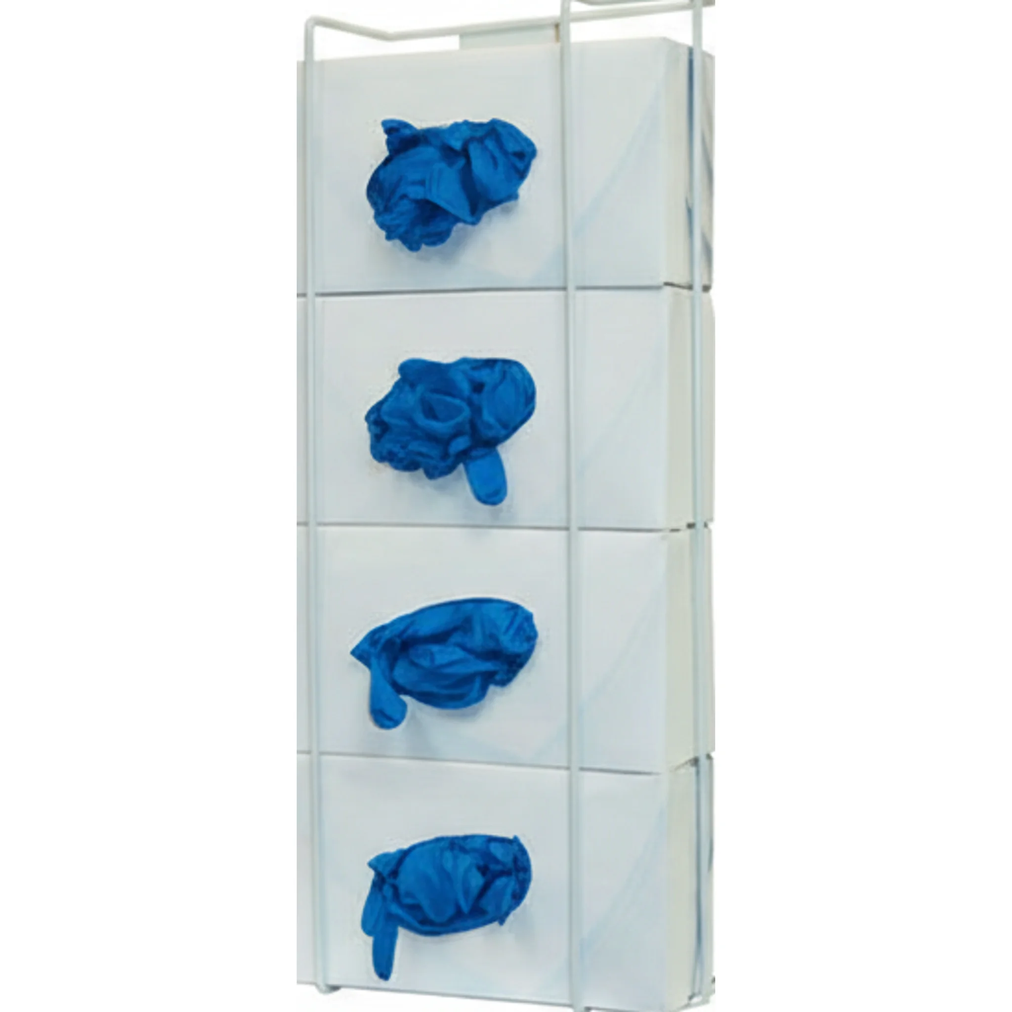 Glove Box Dispenser, Quad, 3.75" Depth, W21.67" x H8.16" 0.65 lb, White