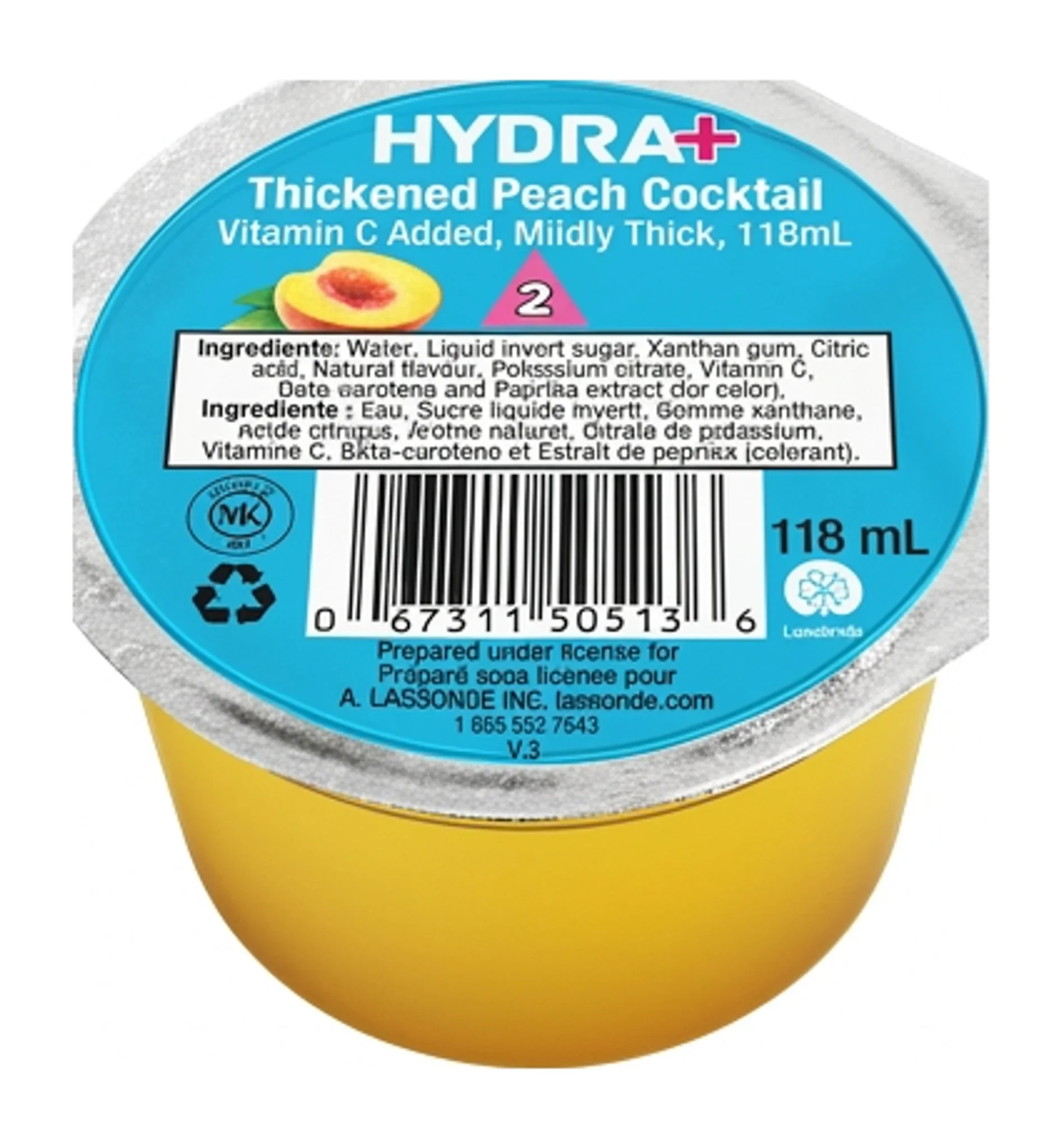 Thickened Peach Cocktail Vitamin C Added, Mildly Thick, 118mL