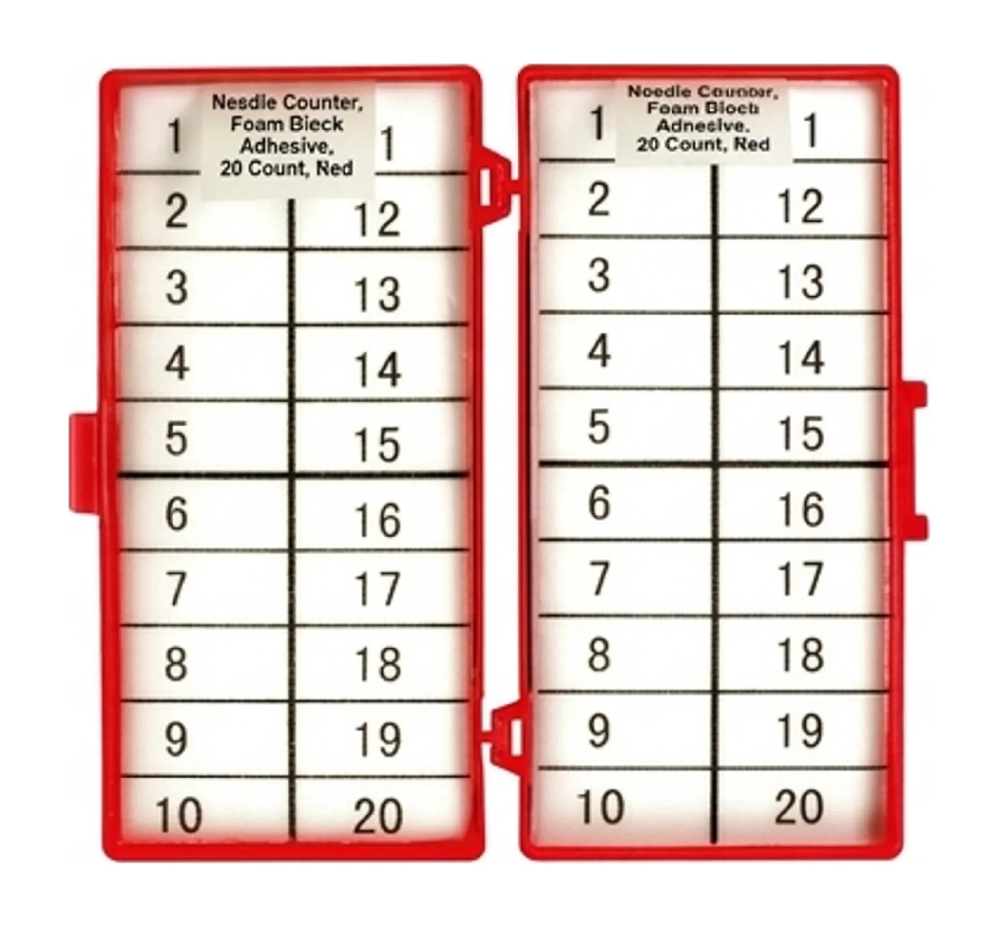 Needle Counter, Foam Block Adhesive, 20 Count, Red