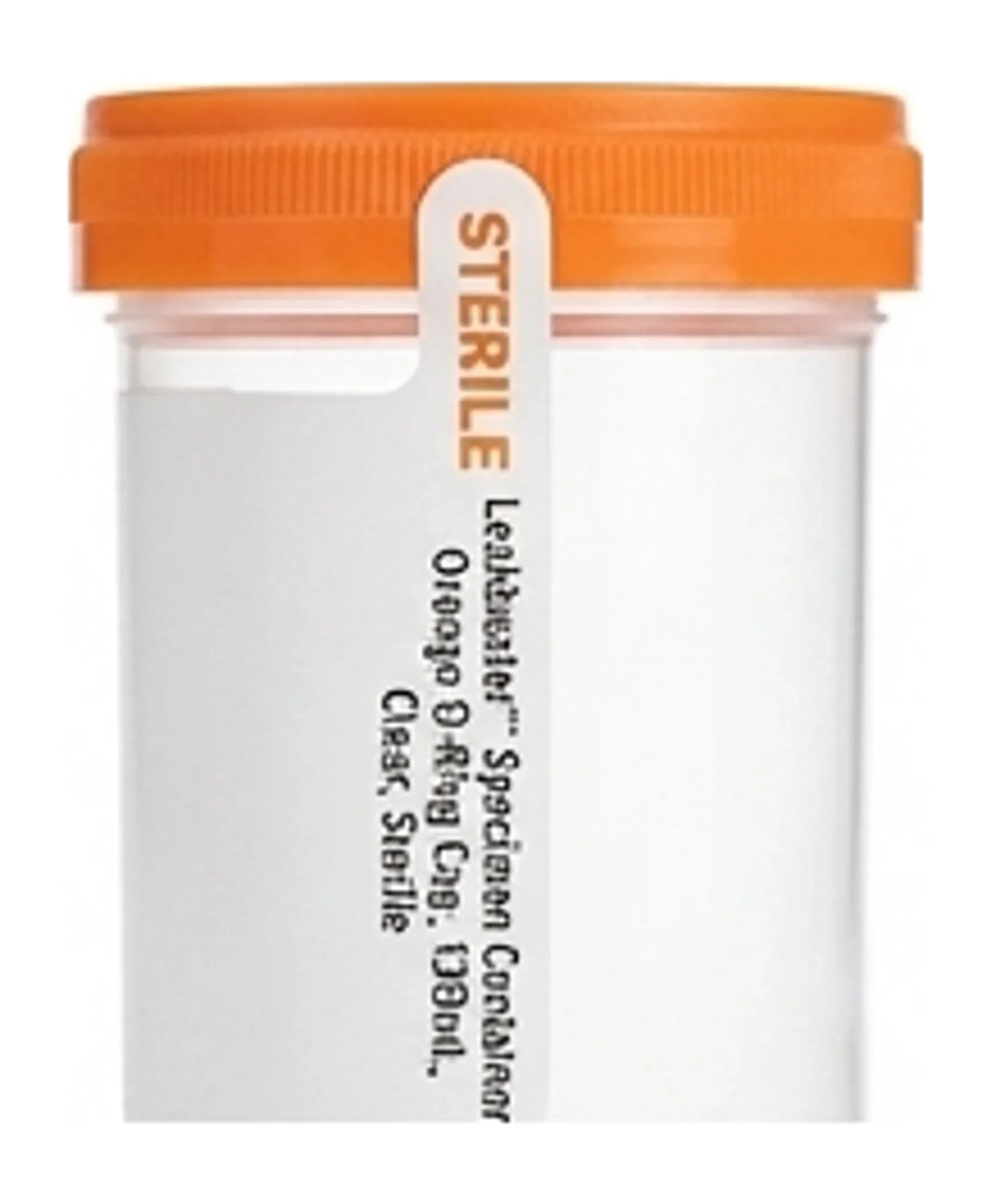 Leakbuster™ Specimen Container, Orange O-Ring Cap, 120mL, Clear, Sterile
