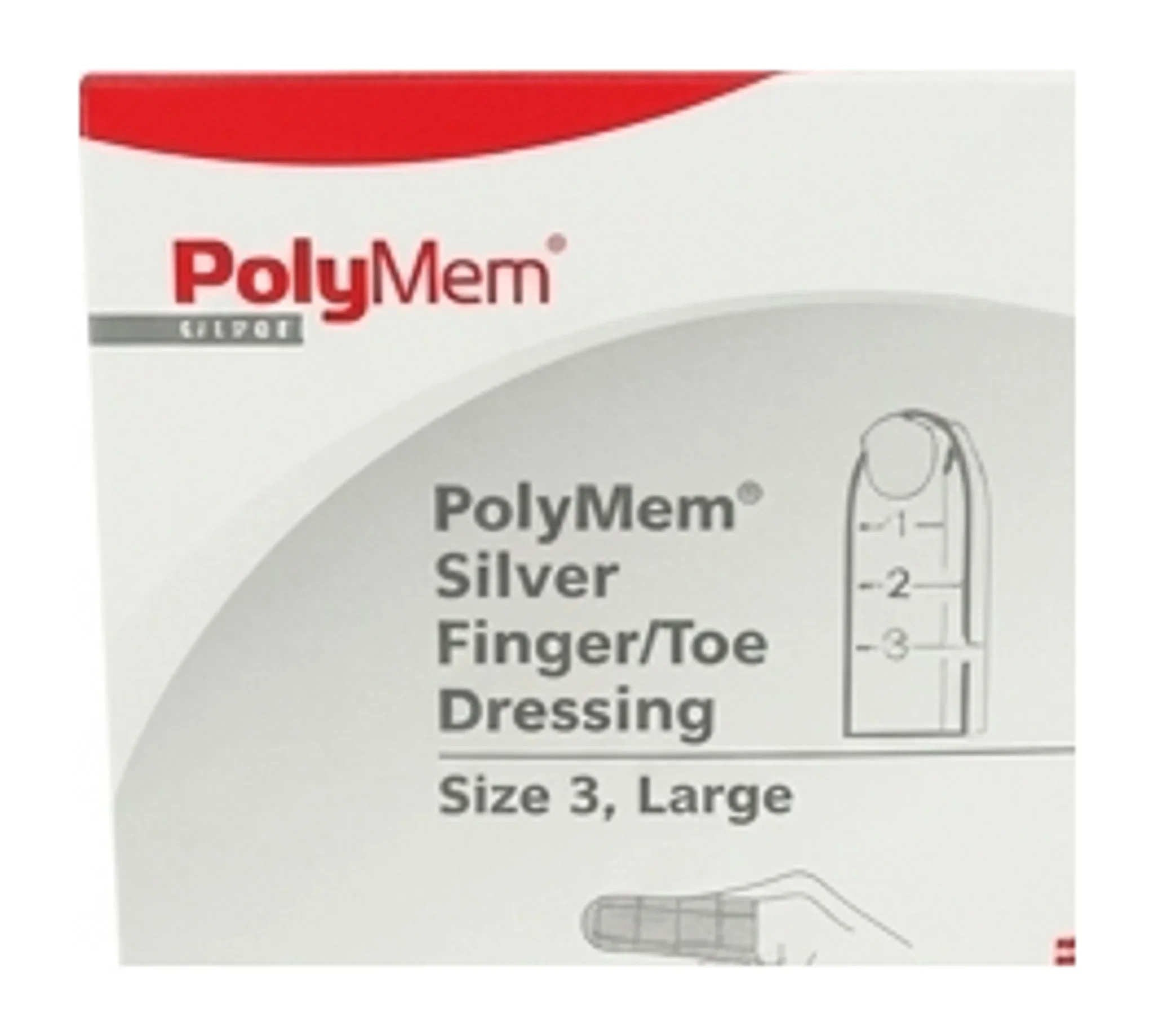 PolyMem® Silver Finger/Toe Dressing, Size 3, Large