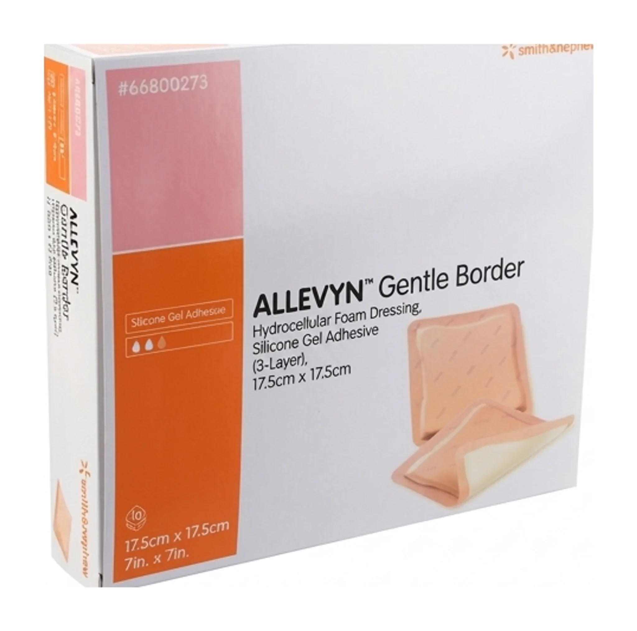 ALLEVYN™ Gentle Border Hydrocellular Foam Dressing, Silicone Gel Adhesive (3-Layer), 17.5cm x 17.5cm