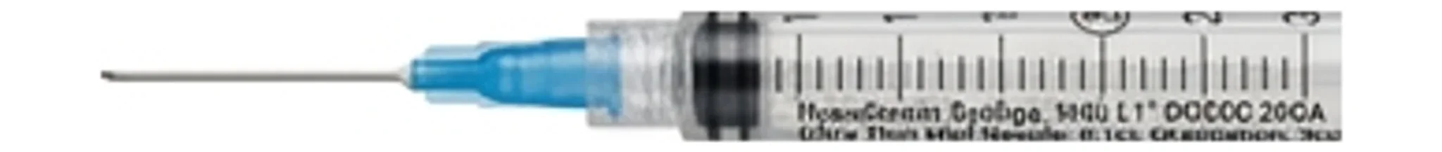Hypodermic Syringe, With L1" ODSEC 20GA Ultra Thin Wall Needle, 0.1cc Graduation, 3cc