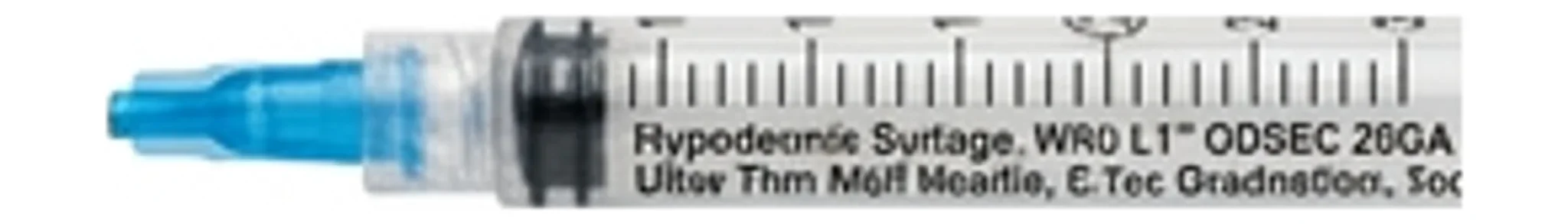 Hypodermic Syringe, With L1" ODSEC 25GA Ultra Thin Wall Needle, 0.1cc Graduation, 3cc