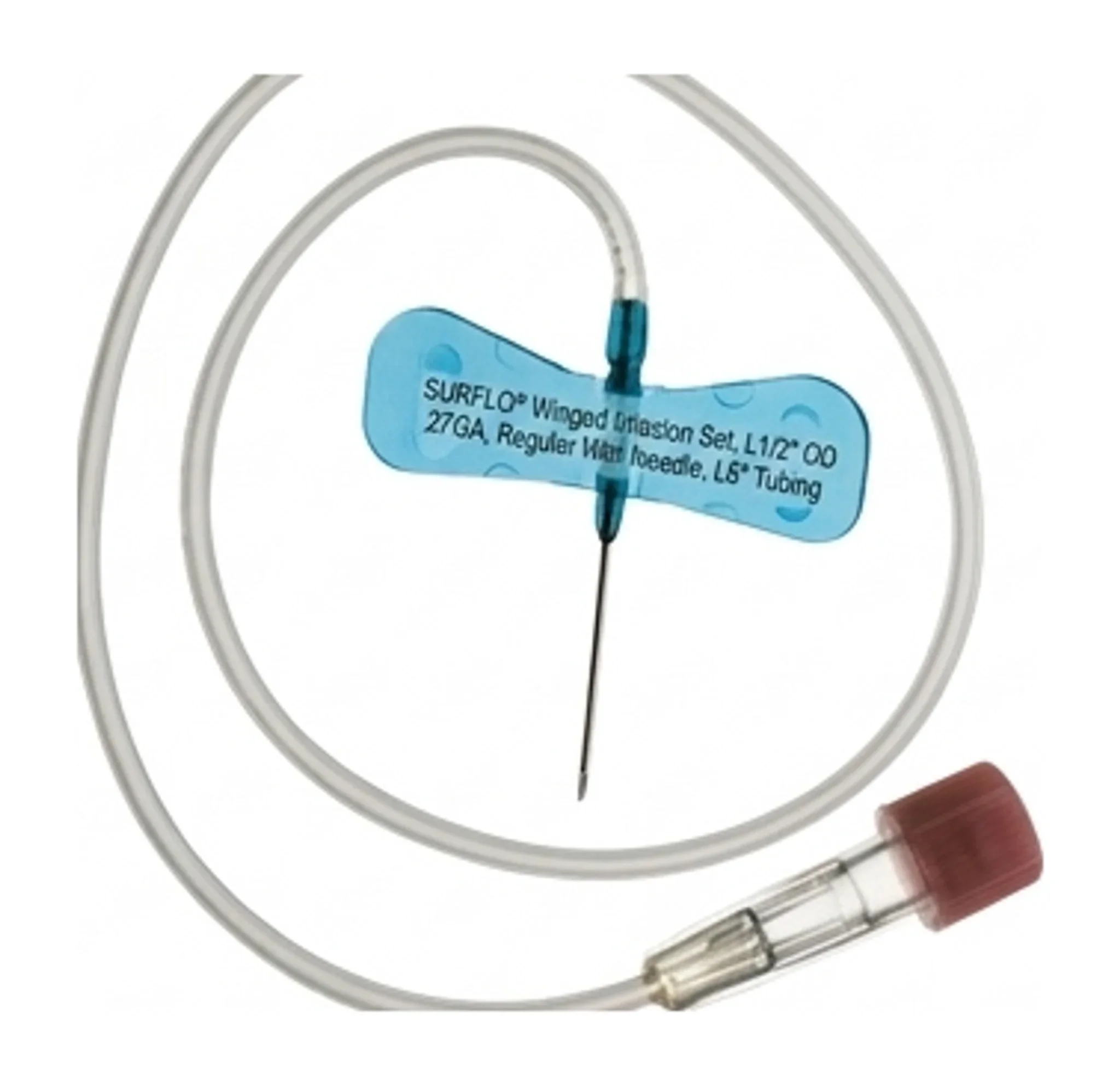 SURFLO® Winged Infusion Set, L1/2" OD 27GA, Regular Wall Needle, L8" Tubing