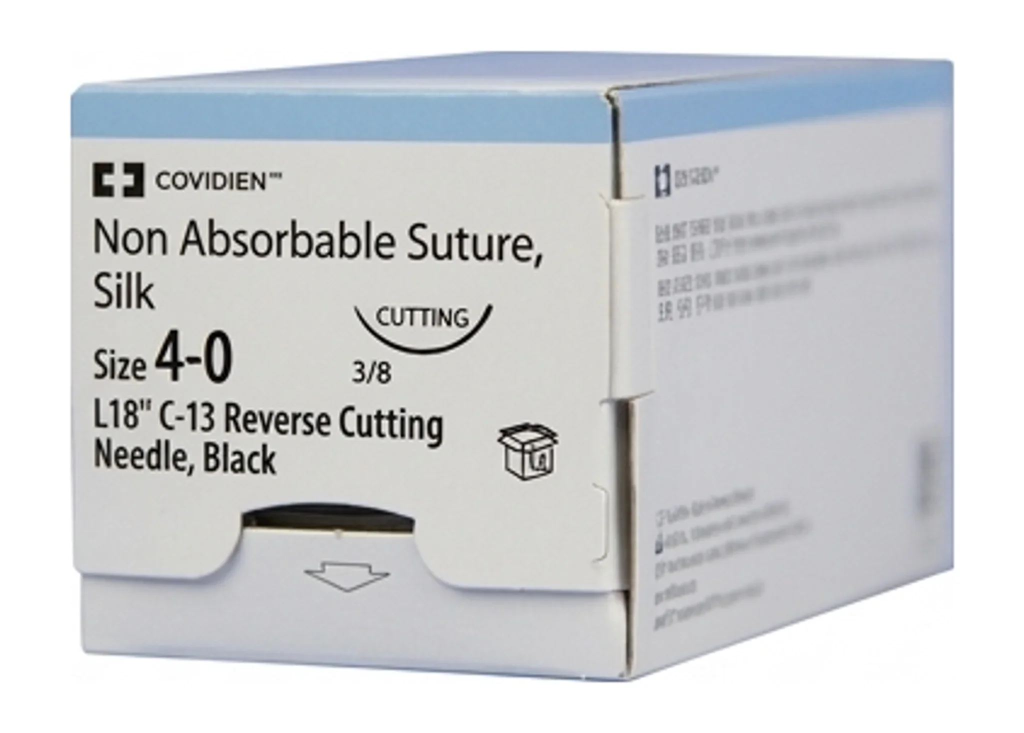 Non Absorbable Suture, Silk, Size 4-0, L18" C-13 Reverse Cutting Needle, Black