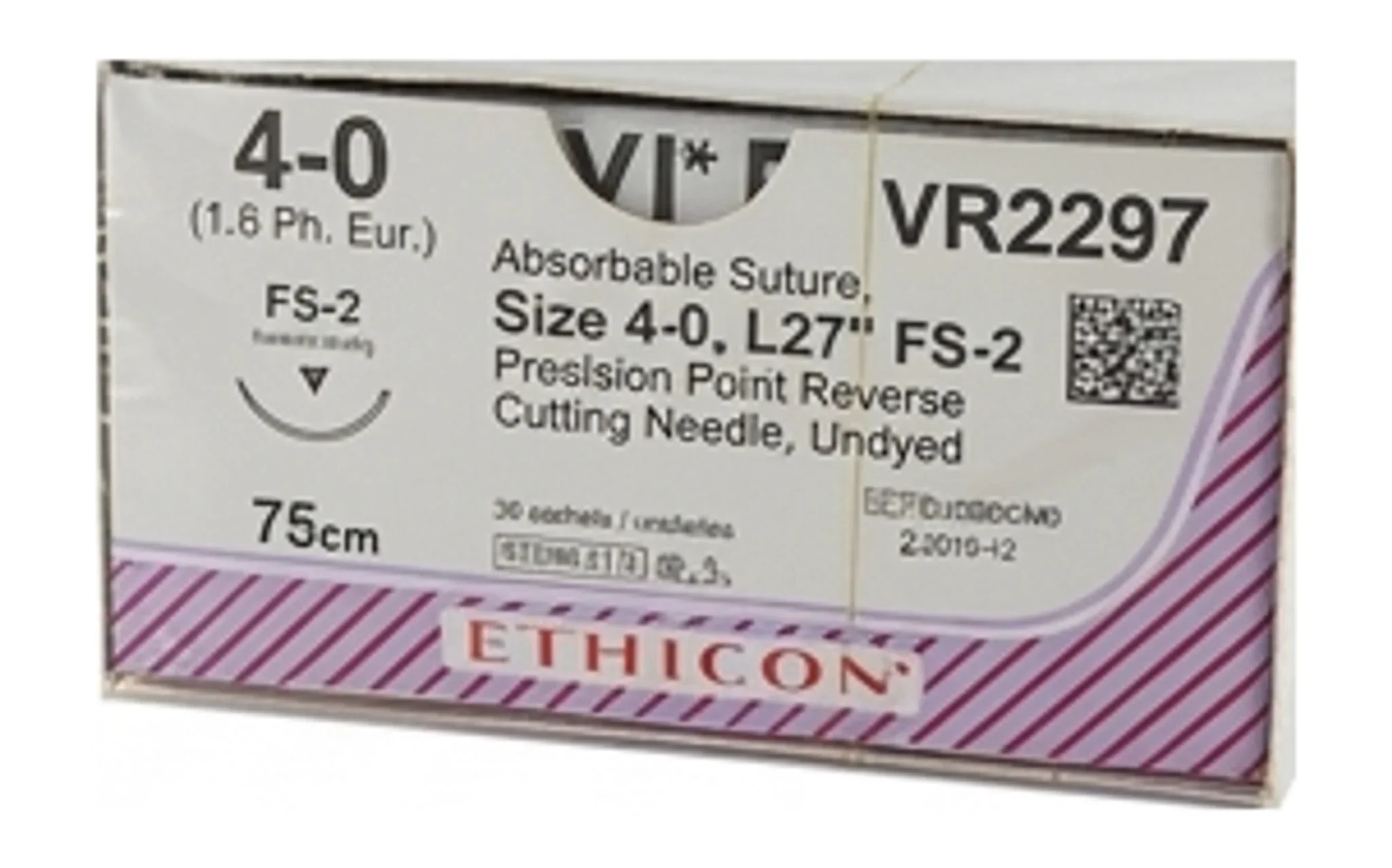 Absorbable Suture, Size 4-0, L27" FS-2 Precision Point Reverse Cutting Needle, Undyed