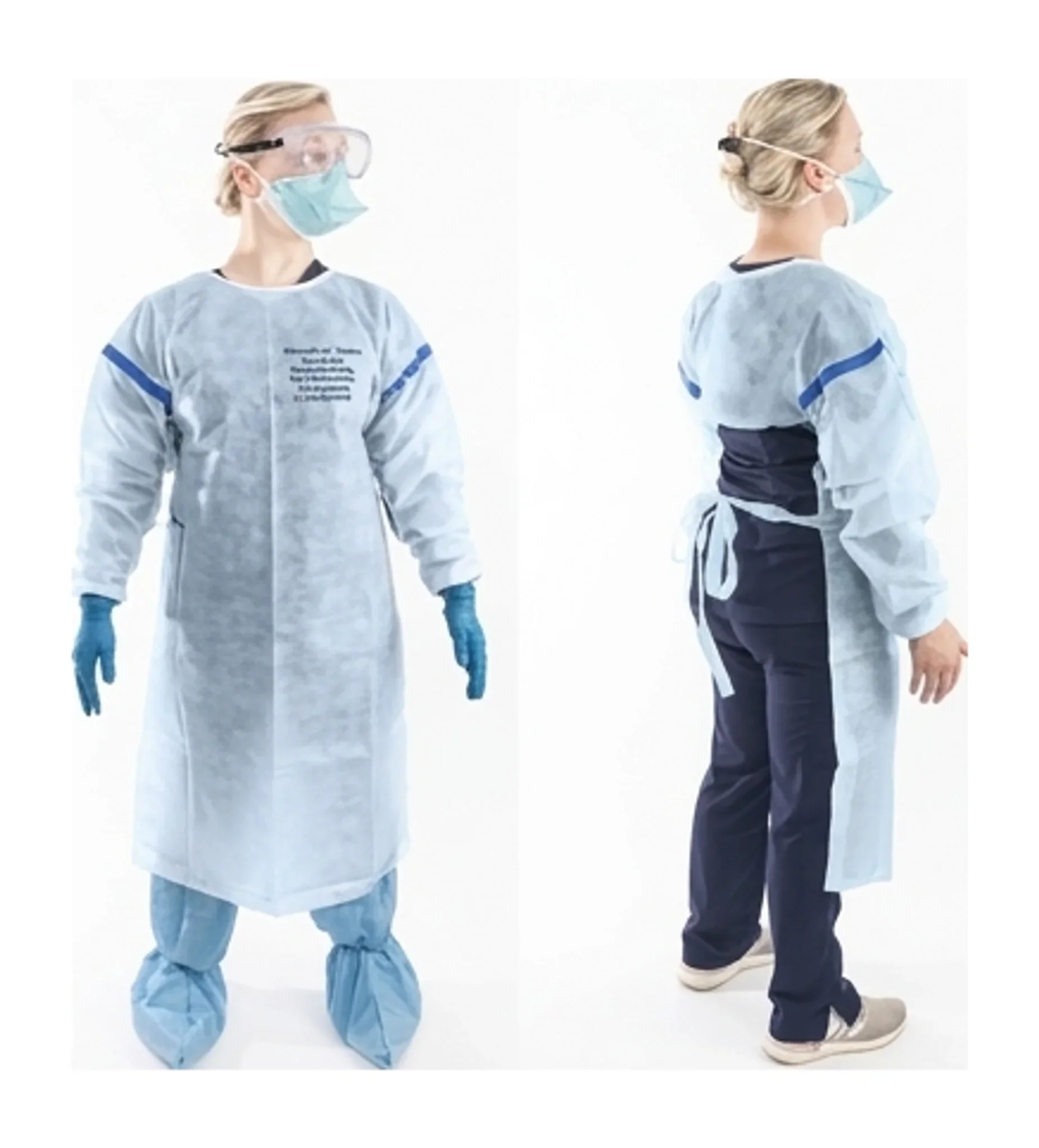 ChemoPlus™ Gown, Open Back, Regular/Medium, Blue, Non-Sterile, 14ea/polybag 2 polybag/case
