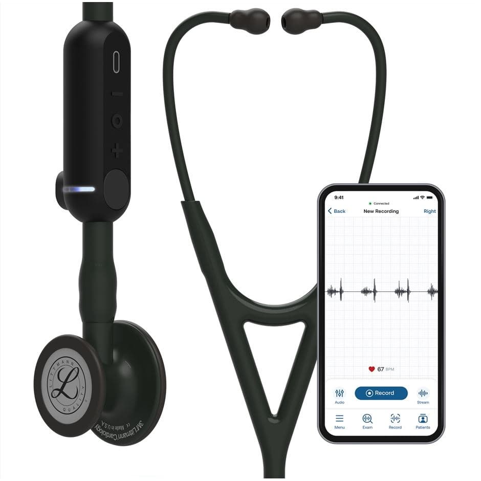 Littmann® CORE Digital Stethoscope Chestpiece, Tube, Stem, and Headset, Black