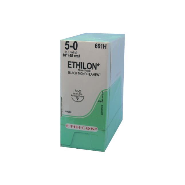 Ethilon® Non Absorbable Suture, Nylon 6, Size 5-0, L18" FS-2 Reverse Cutting Needle, Black