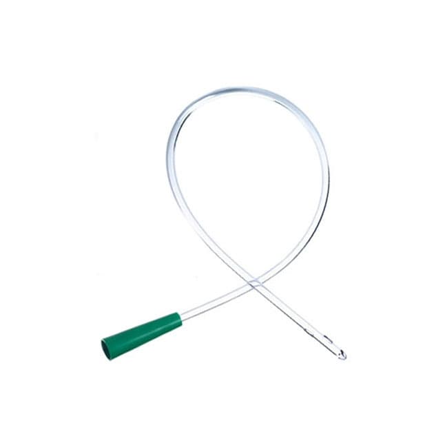 Robinson Plus Intermittent Catheter, 2 Polished Eyes, with Connector, Plastic, L16" OD 8Fr Clear