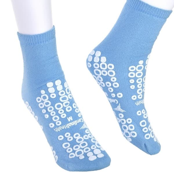 Patient Slipper, Double Tread, Terry In, Medium, Blue